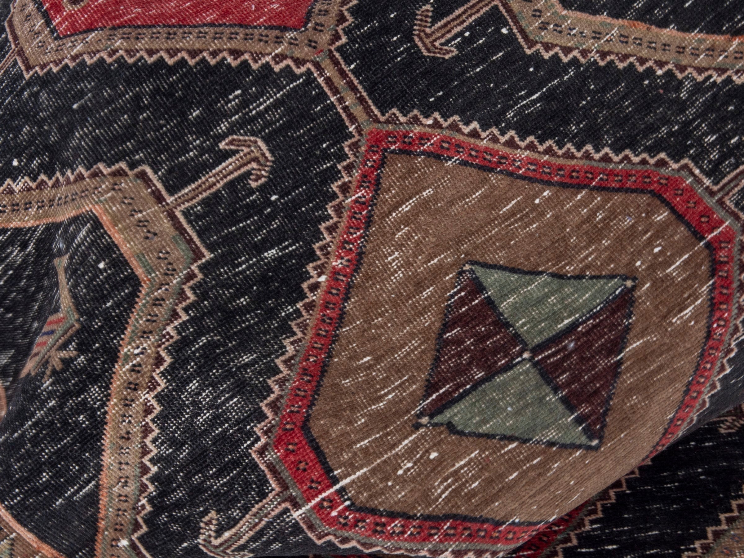 Persian Songhor runner rug in navy and cream, view 18 of 19