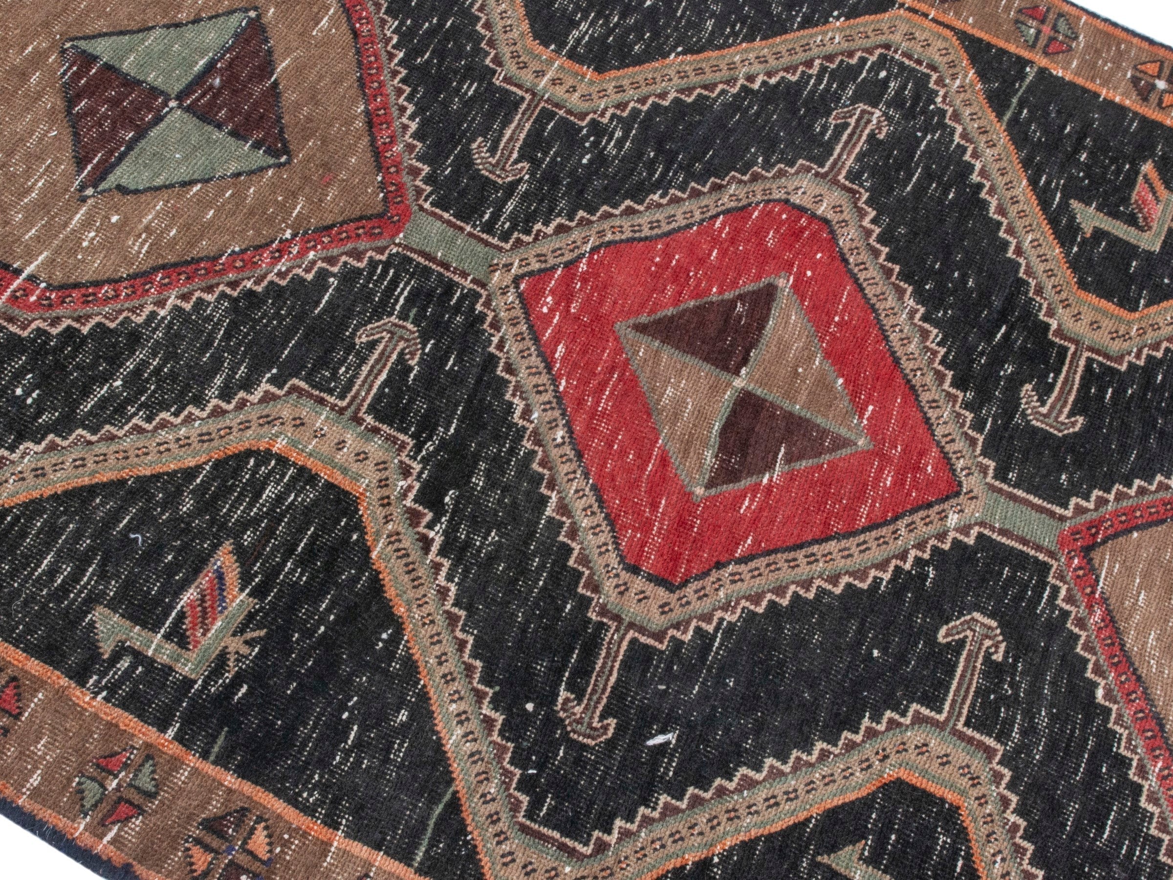Persian Songhor runner rug in navy and cream, view 4 of 19