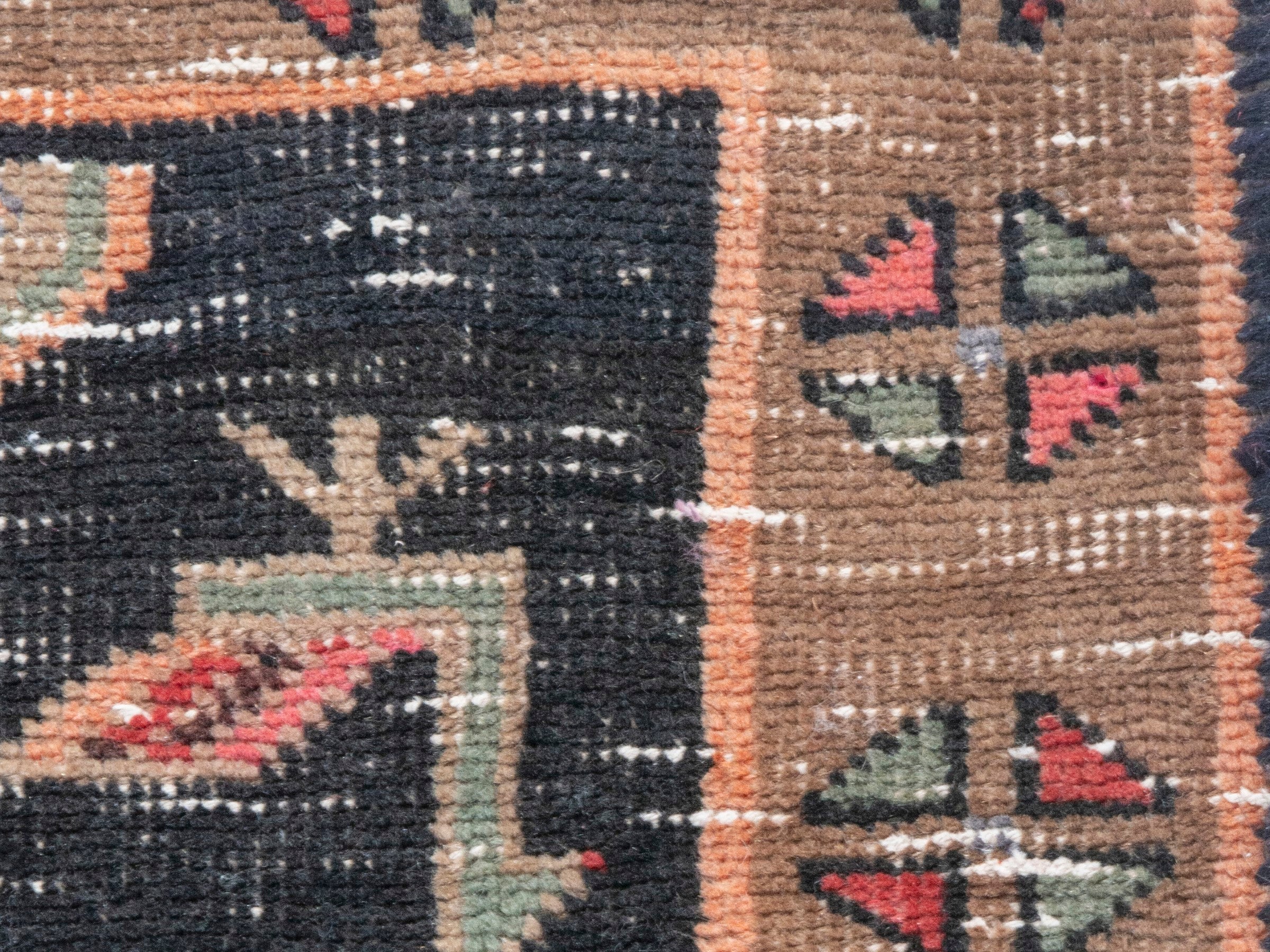 Persian Songhor runner rug in navy and cream, view 10 of 19