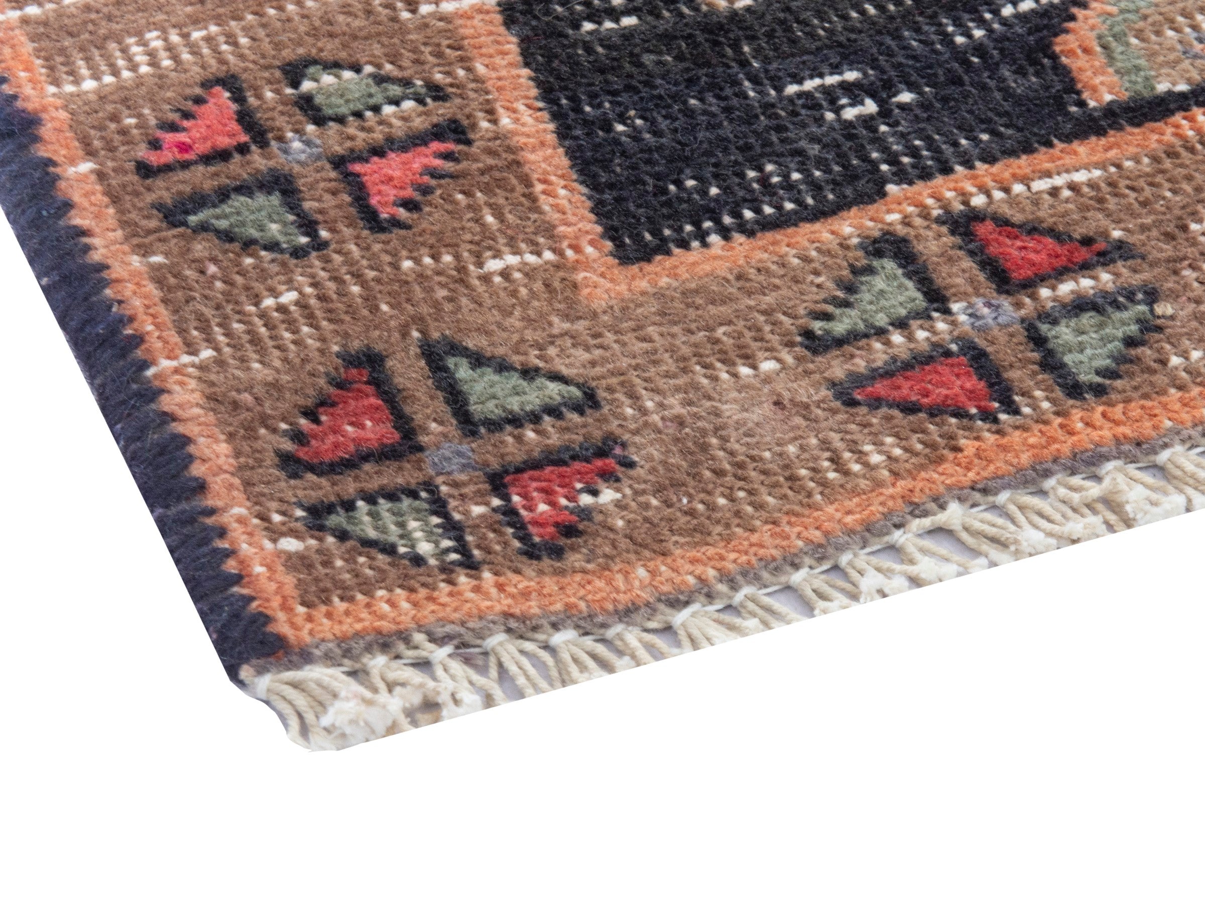 Persian Songhor runner rug in navy and cream, view 5 of 19