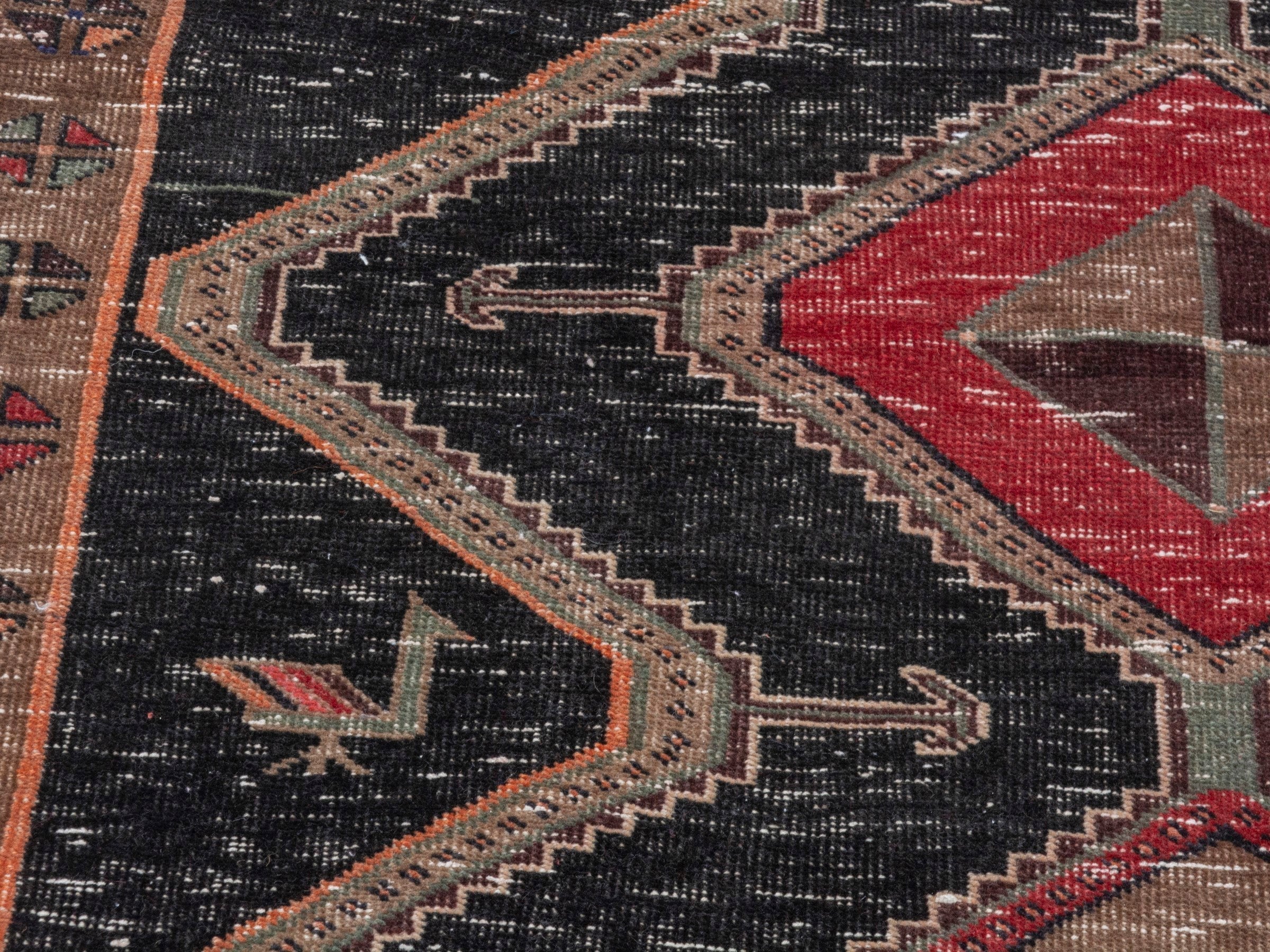Persian Songhor runner rug in navy and cream, view 9 of 19