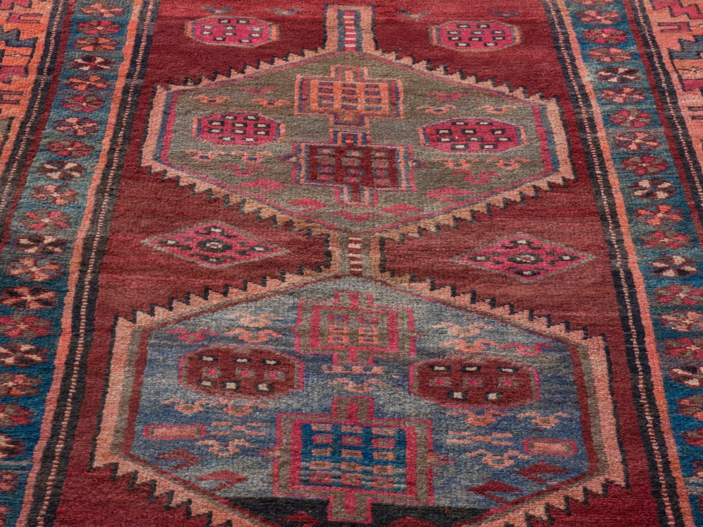 Persian Azerbaijan runner rug in deep red and rust, view 8 of 18