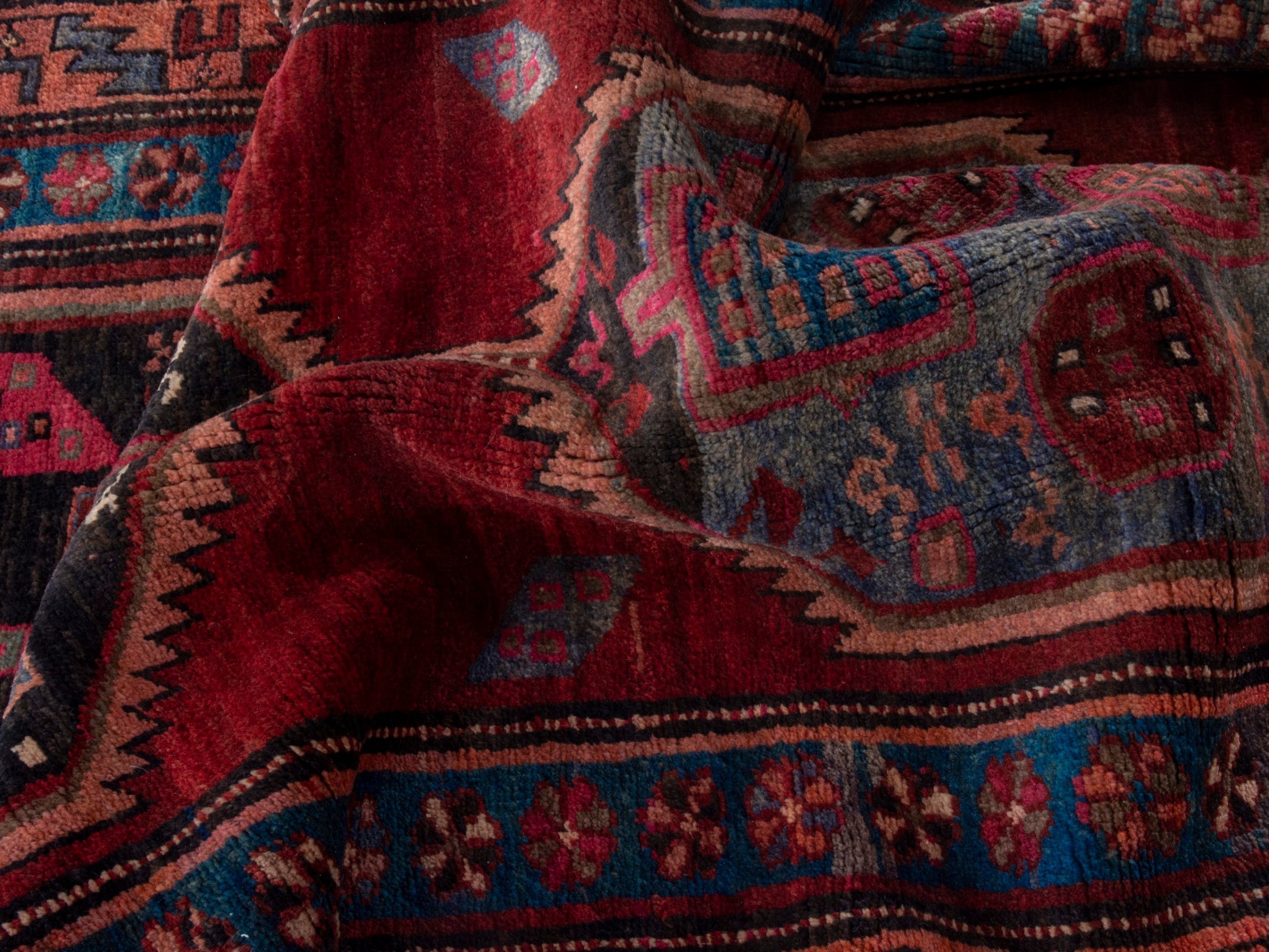 Persian Azerbaijan runner rug in deep red and rust, view 16 of 18