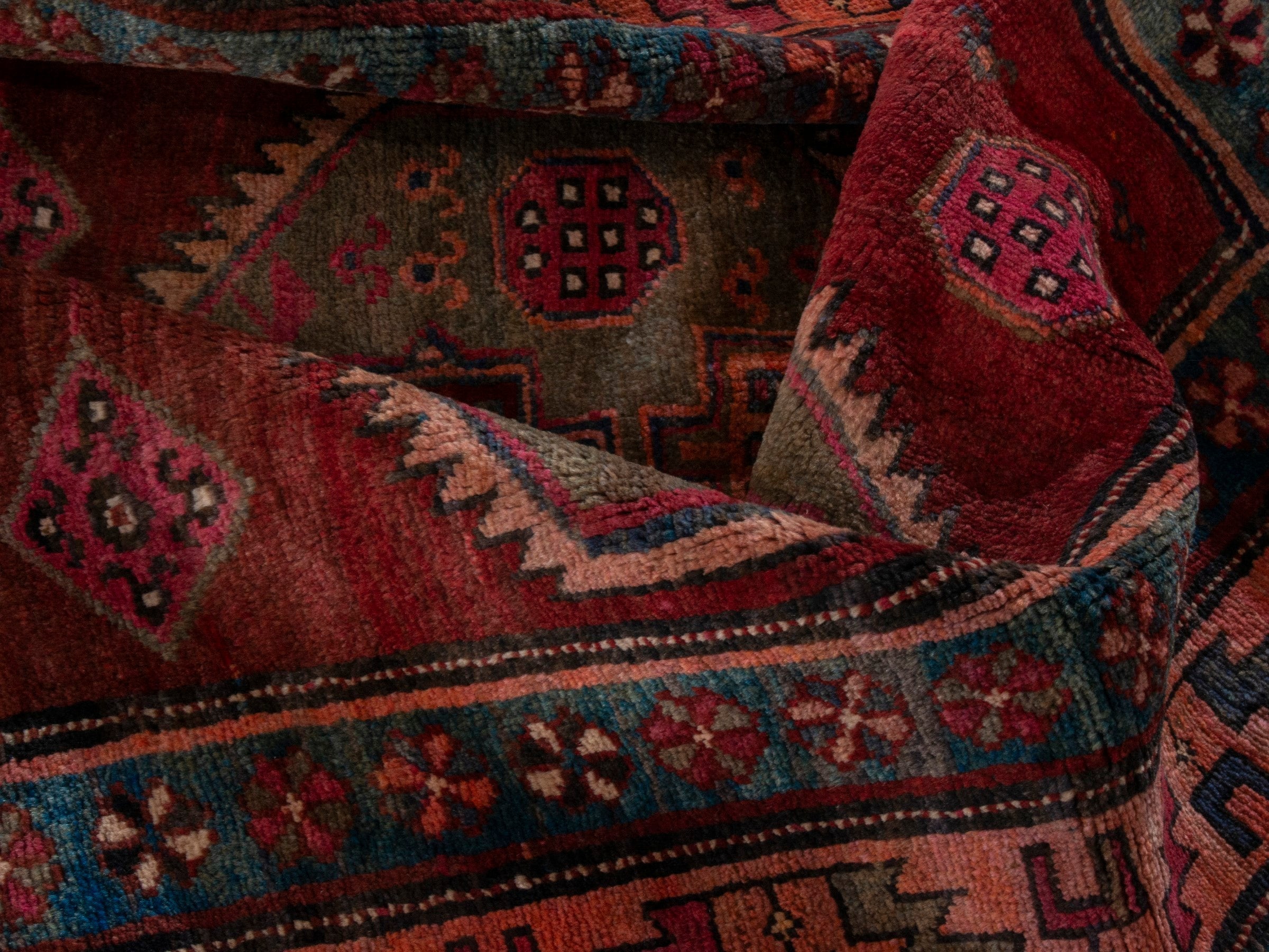 Persian Azerbaijan runner rug in deep red and rust, view 17 of 18