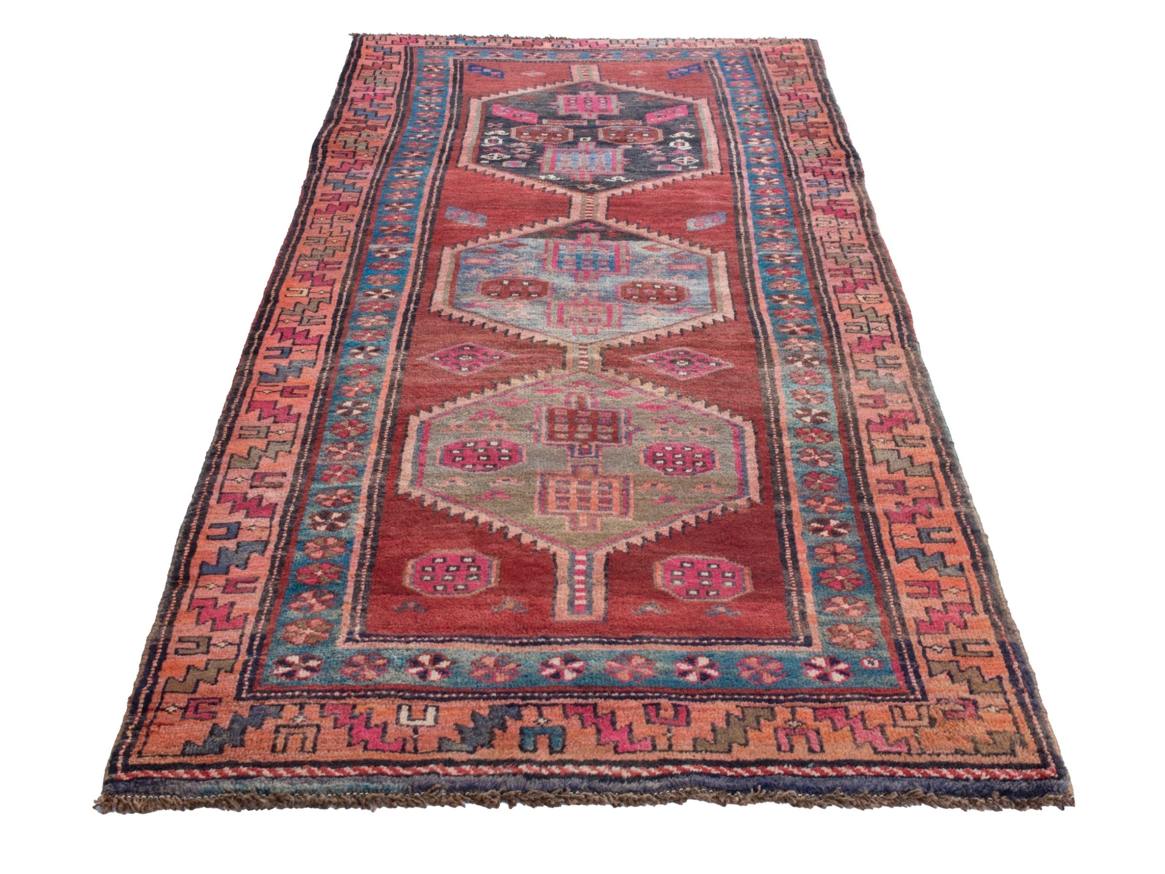 Persian Azerbaijan runner rug in deep red and rust, view 2 of 18