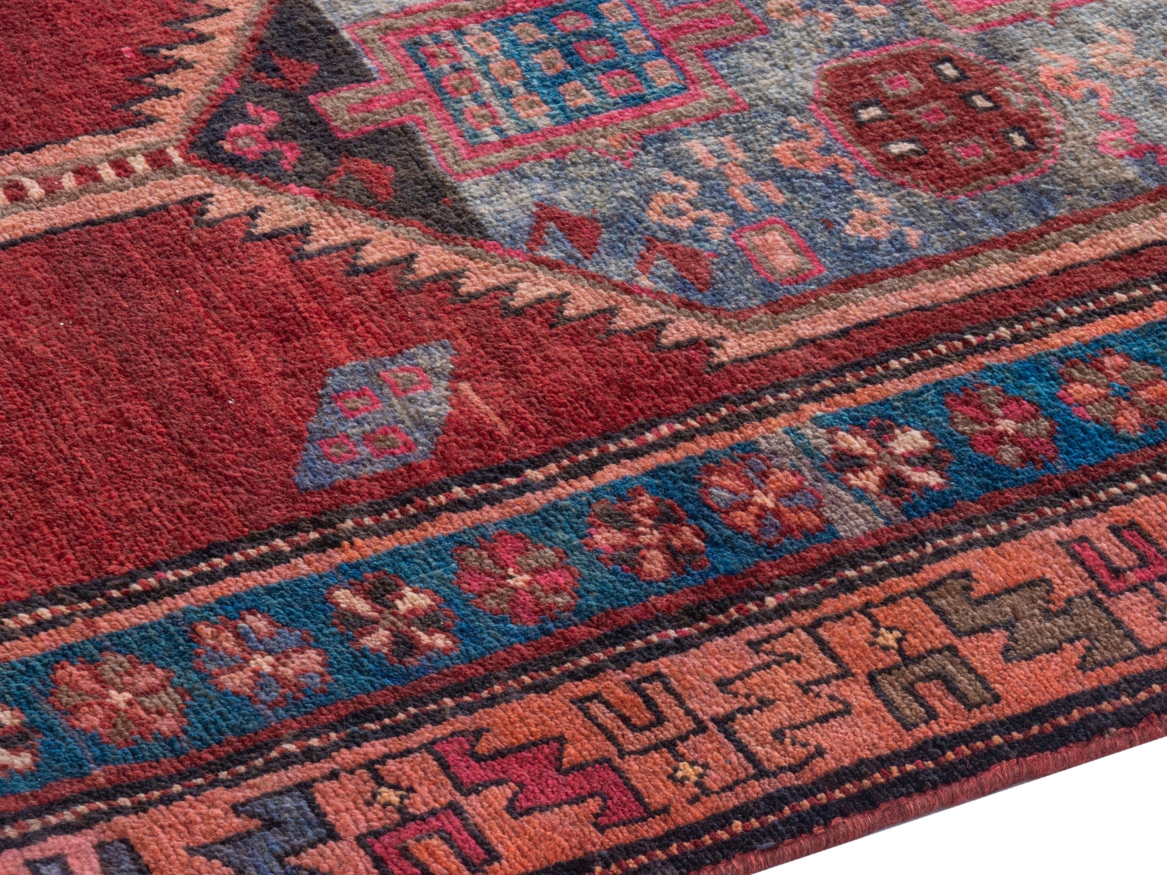 Persian Azerbaijan runner rug in deep red and rust, view 6 of 18