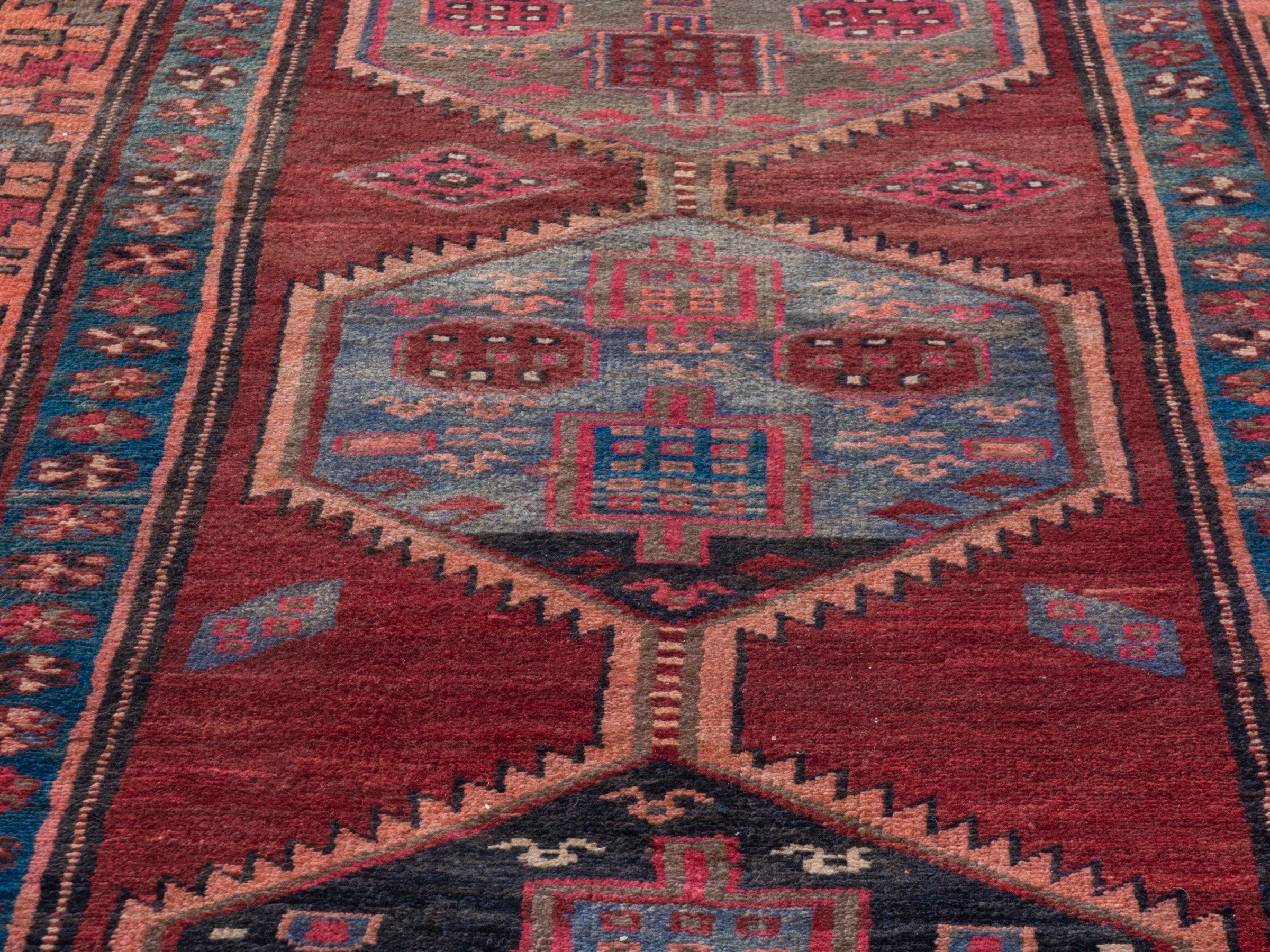 Persian Azerbaijan runner rug in deep red and rust, view 7 of 18