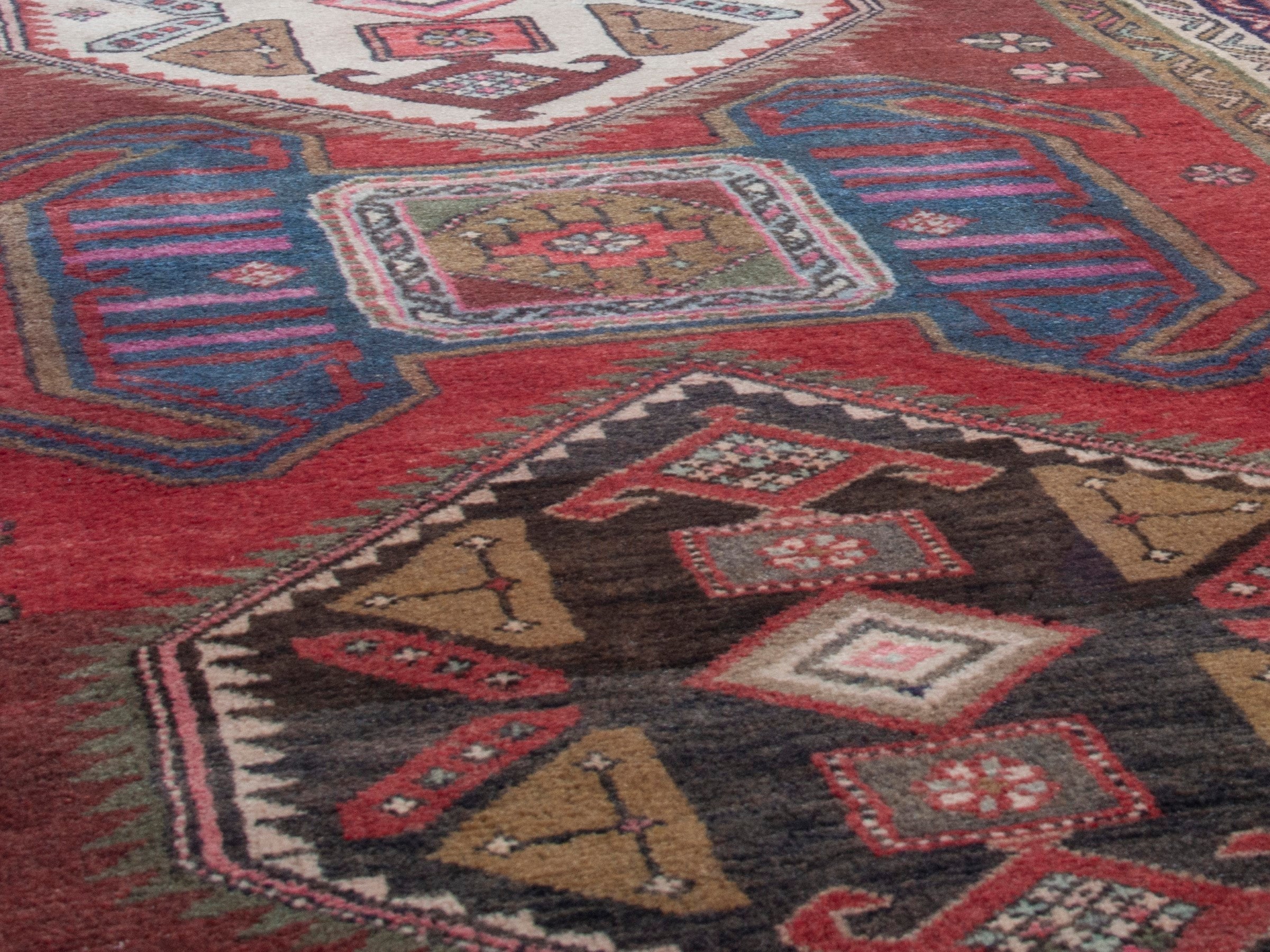 Persian Ardabil runner rug in burgundy and deep red, view 8 of 19