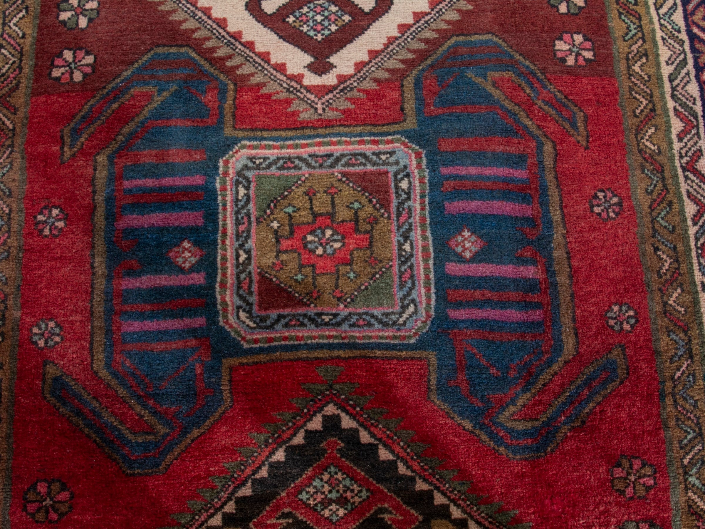 Persian Ardabil runner rug in burgundy and deep red, view 13 of 19