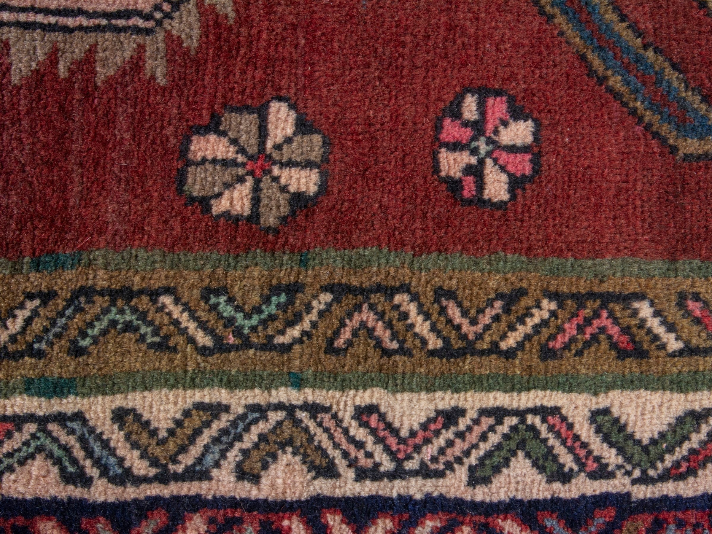 Persian Ardabil runner rug in burgundy and deep red, view 14 of 19