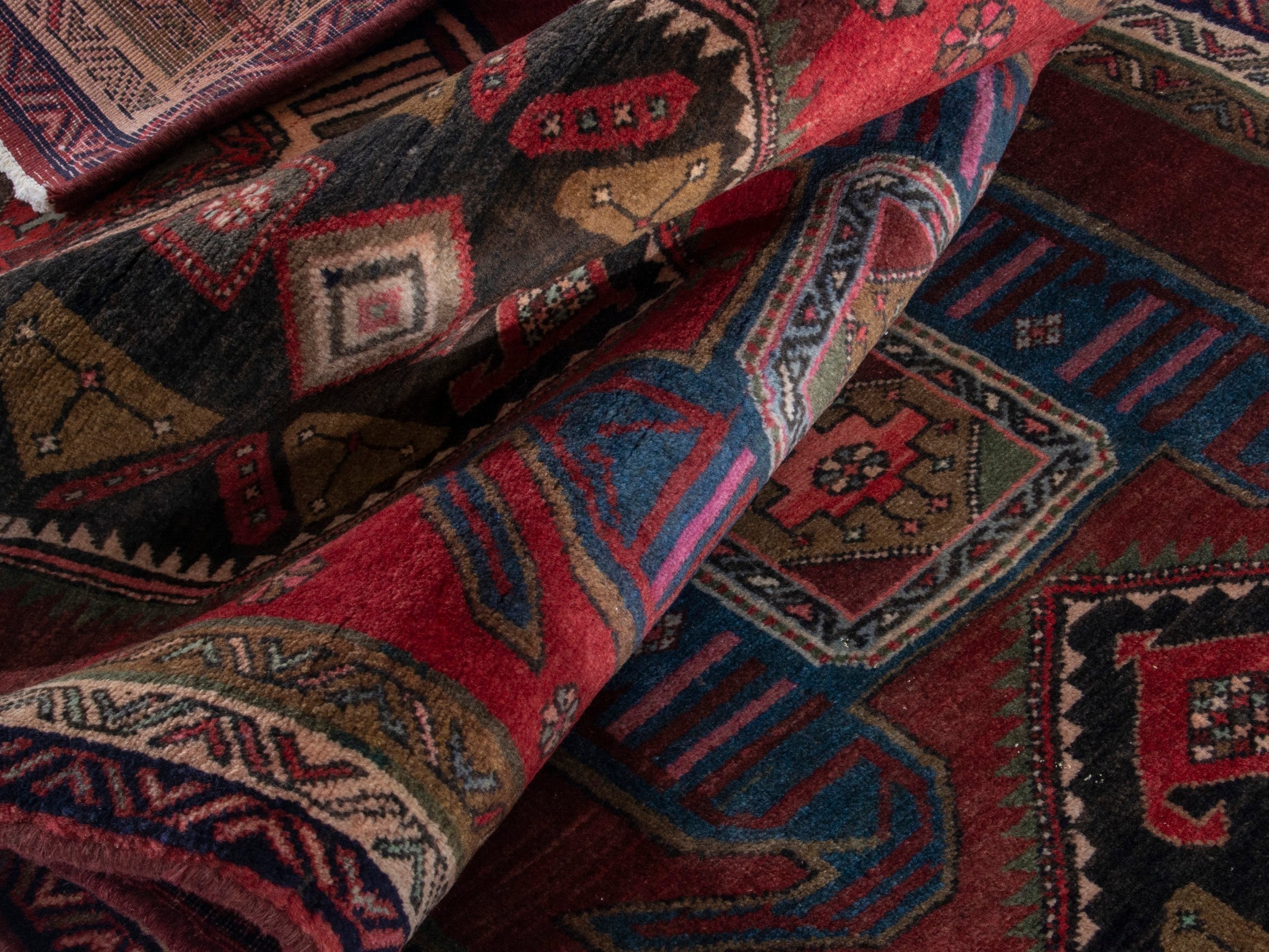 Persian Ardabil runner rug in burgundy and deep red, view 15 of 19