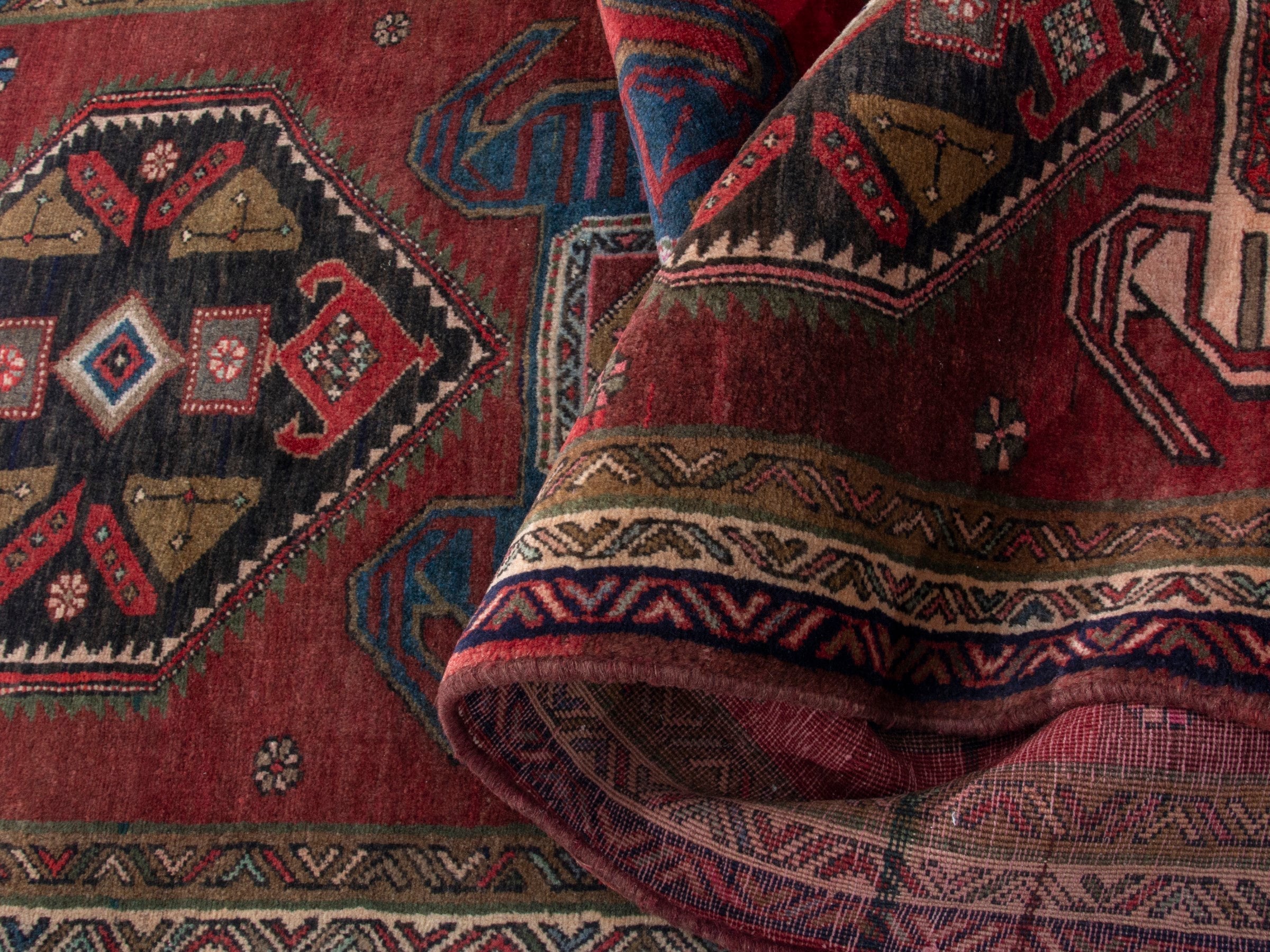 Persian Ardabil runner rug in burgundy and deep red, view 16 of 19