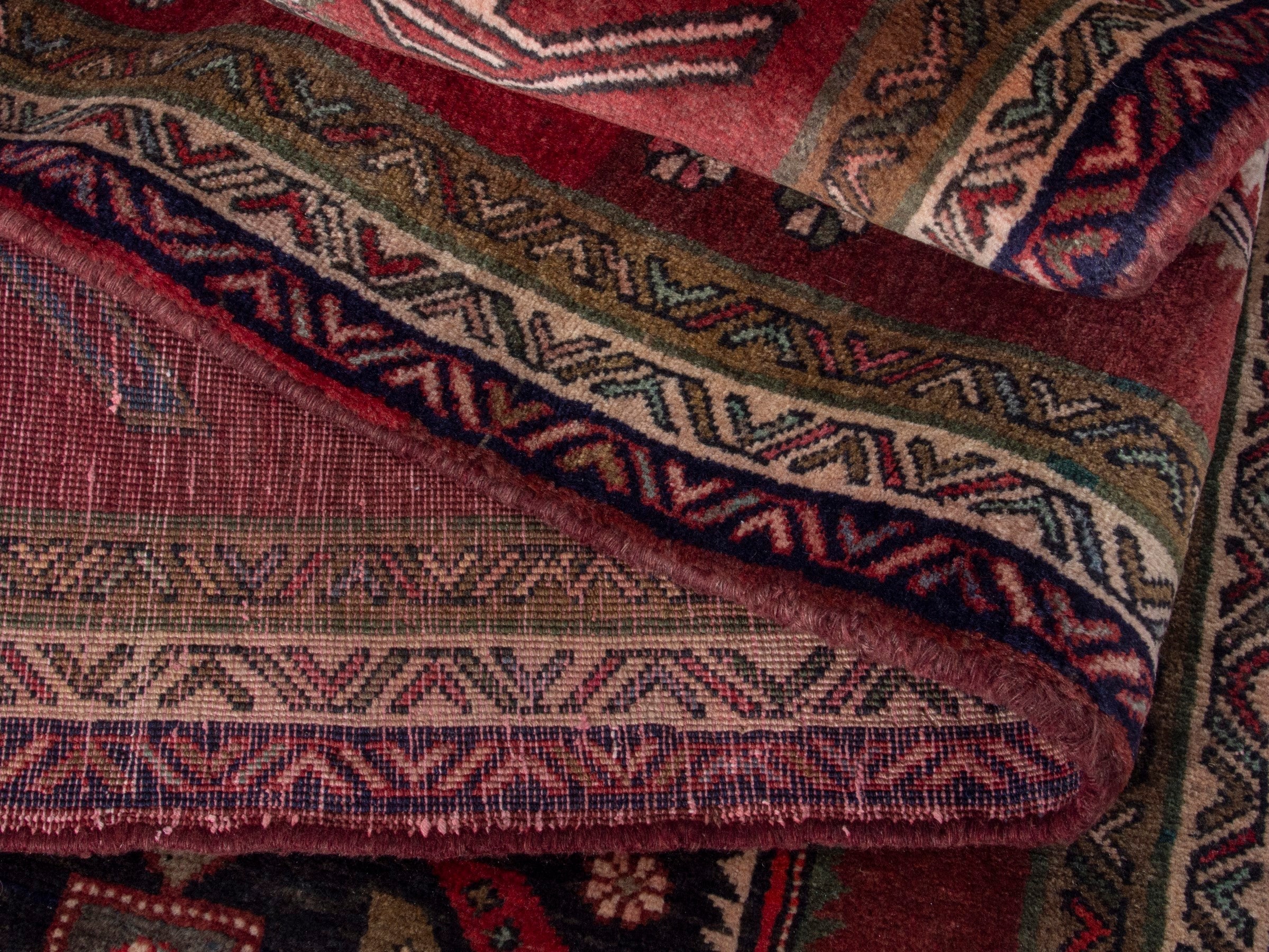 Persian Ardabil runner rug in burgundy and deep red, view 17 of 19