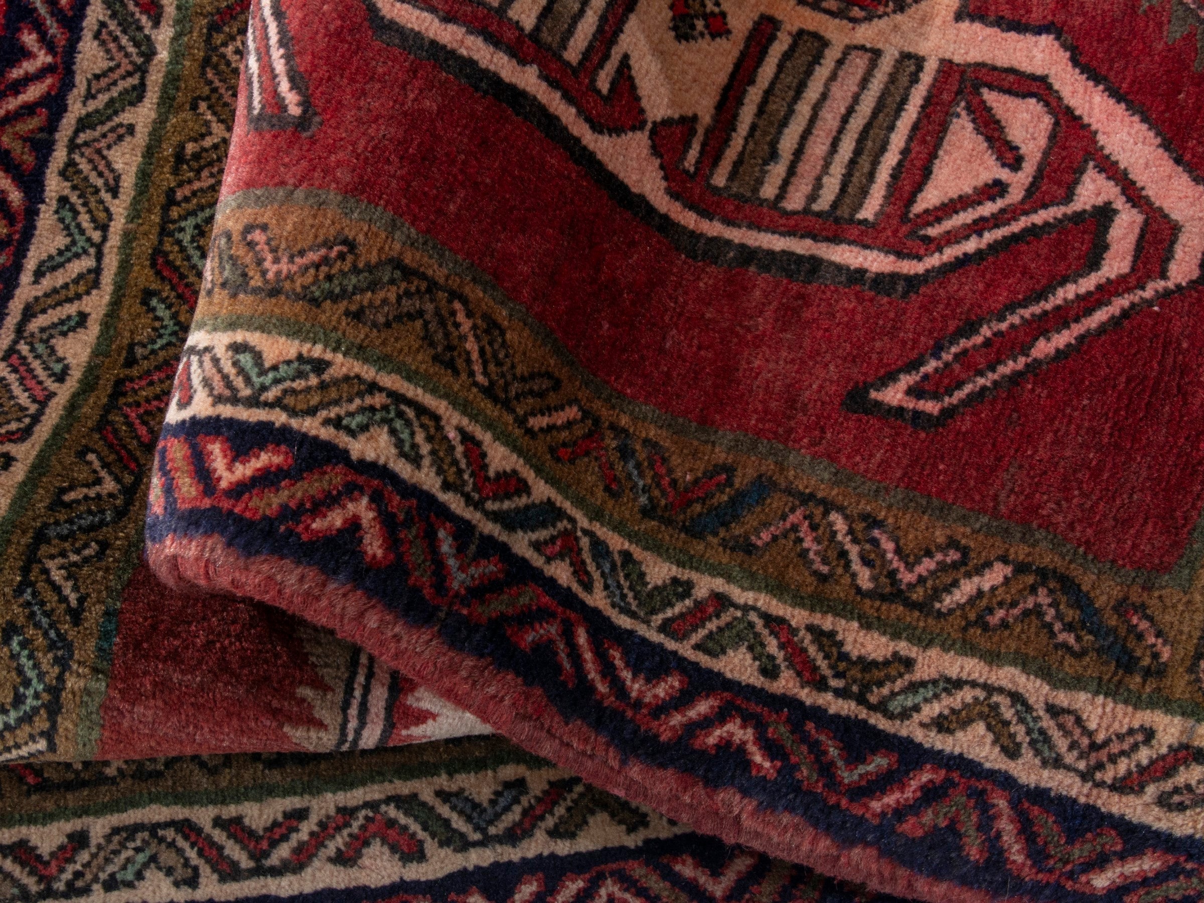 Persian Ardabil runner rug in burgundy and deep red, view 18 of 19