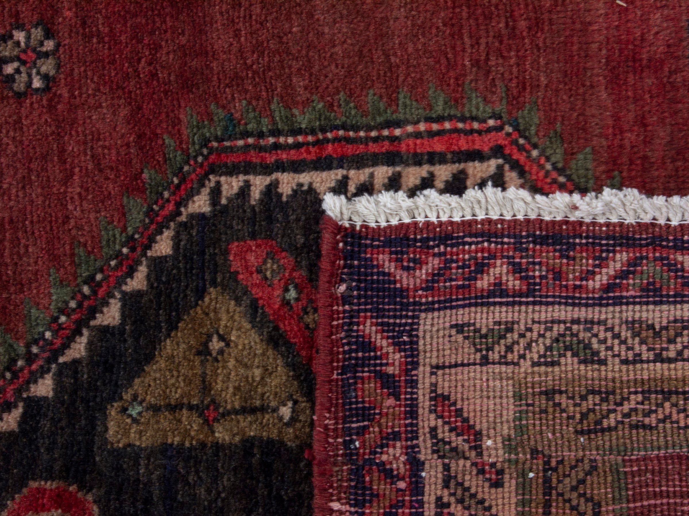 Persian Ardabil runner rug in burgundy and deep red, view 19 of 19