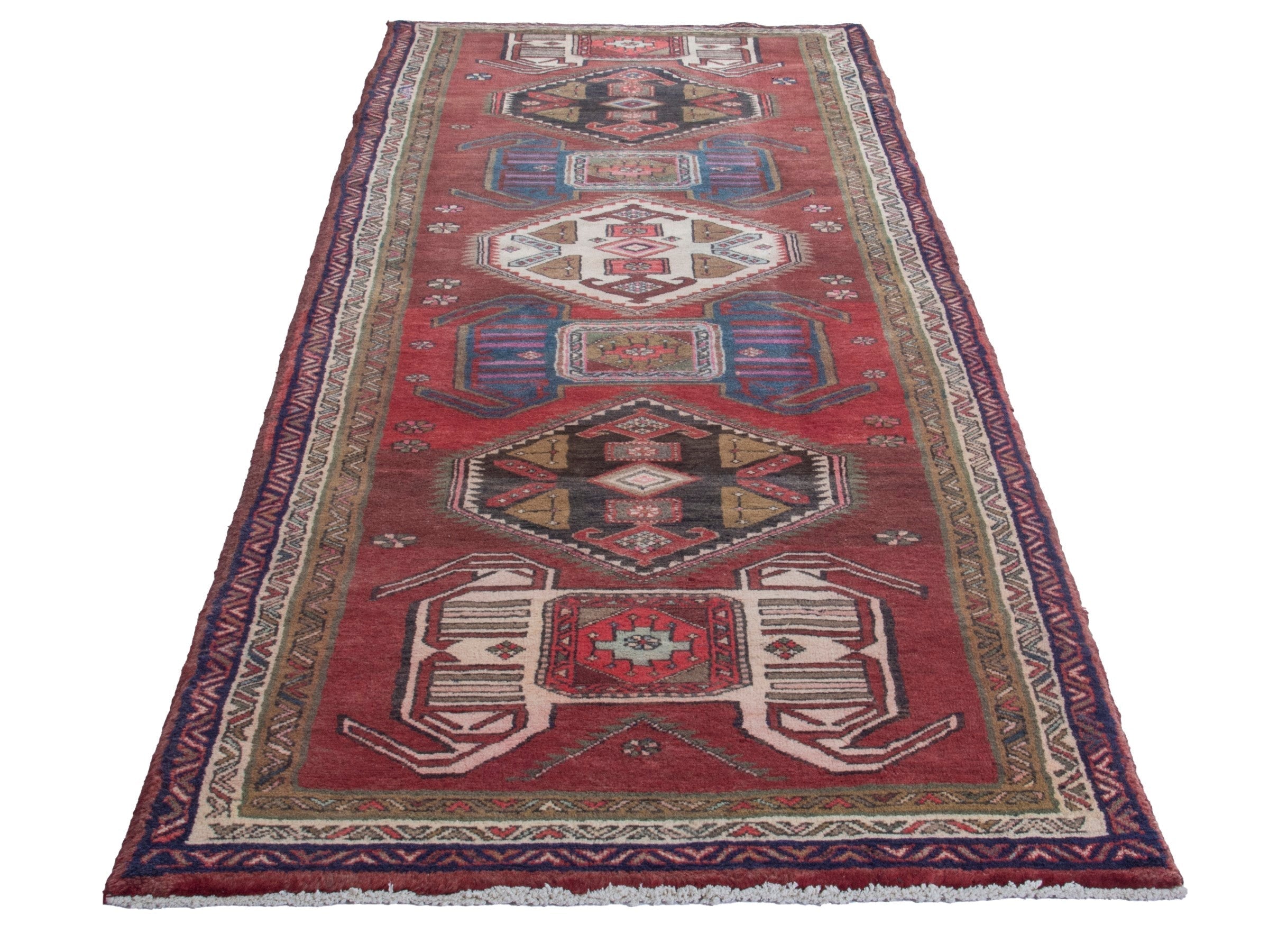 Persian Ardabil runner rug in burgundy and deep red, view 3 of 19