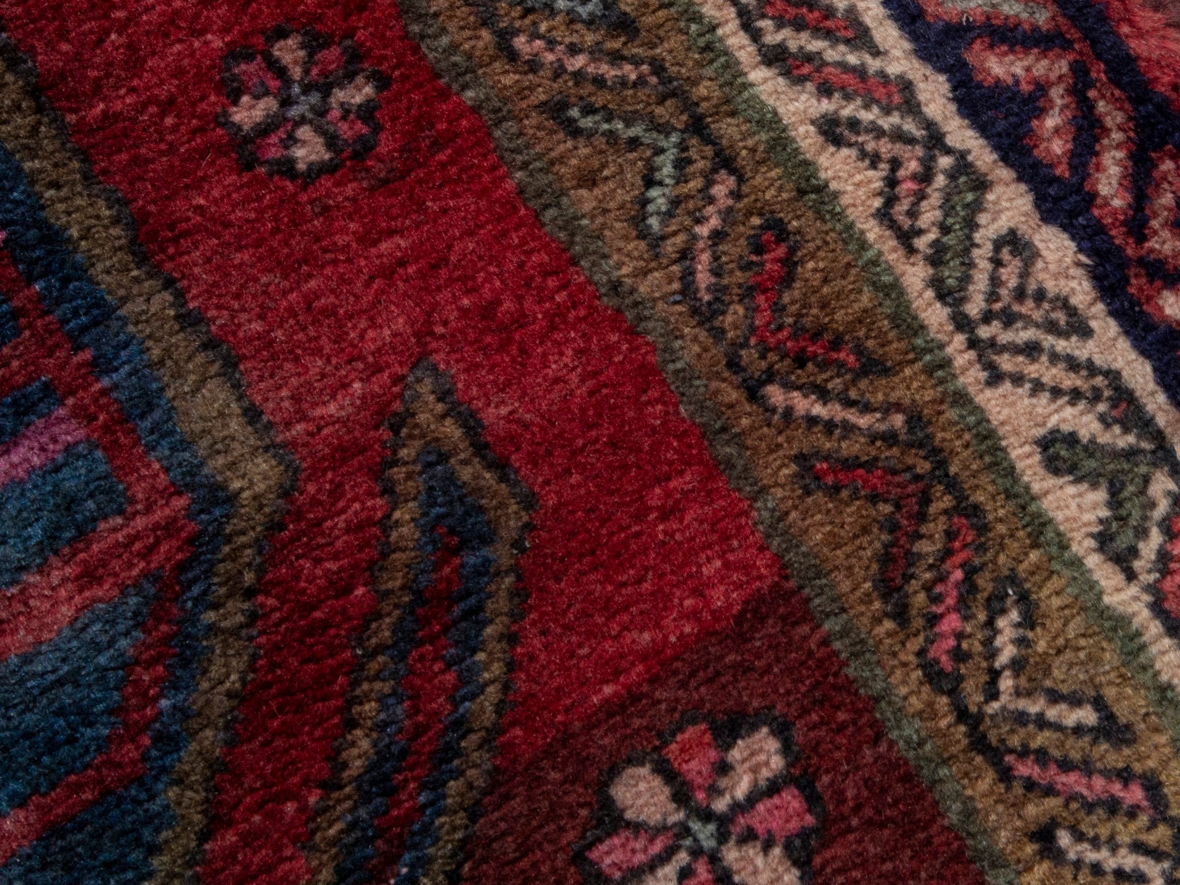 Persian Ardabil runner rug in burgundy and deep red, view 9 of 19