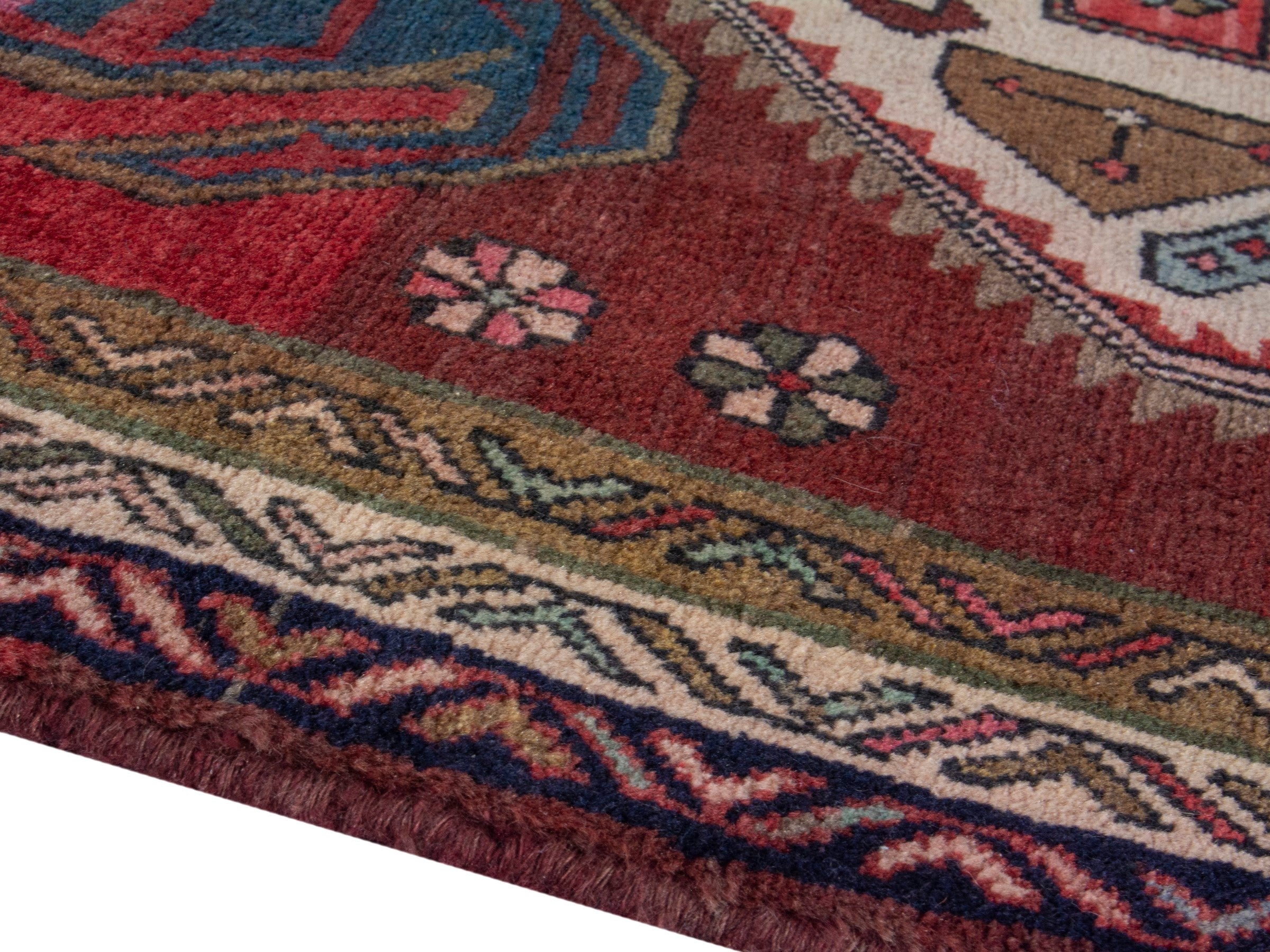 Persian Ardabil runner rug in burgundy and deep red, view 6 of 19