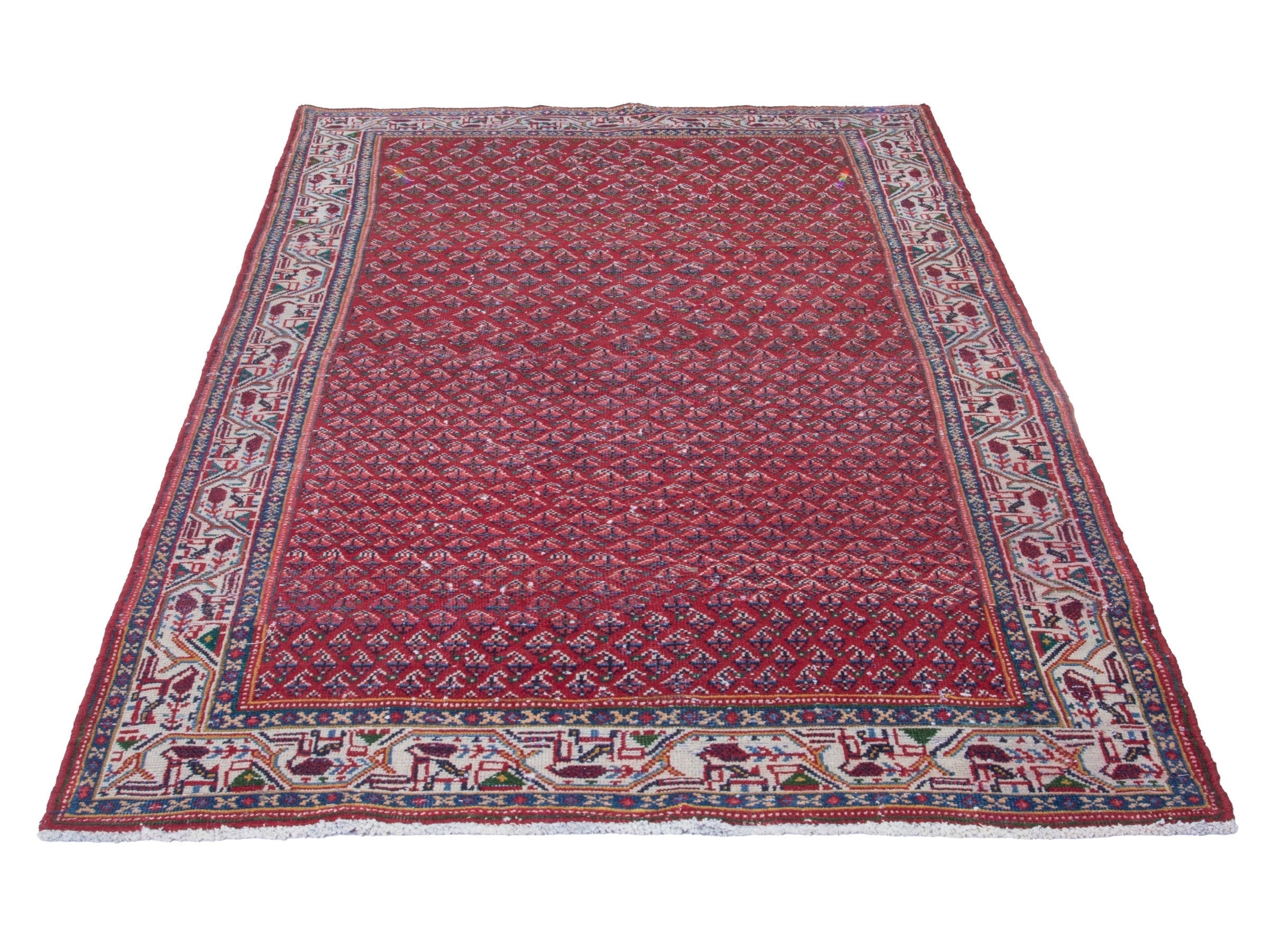 Persian Arak runner rug in deep red and cream, view 2 of 18