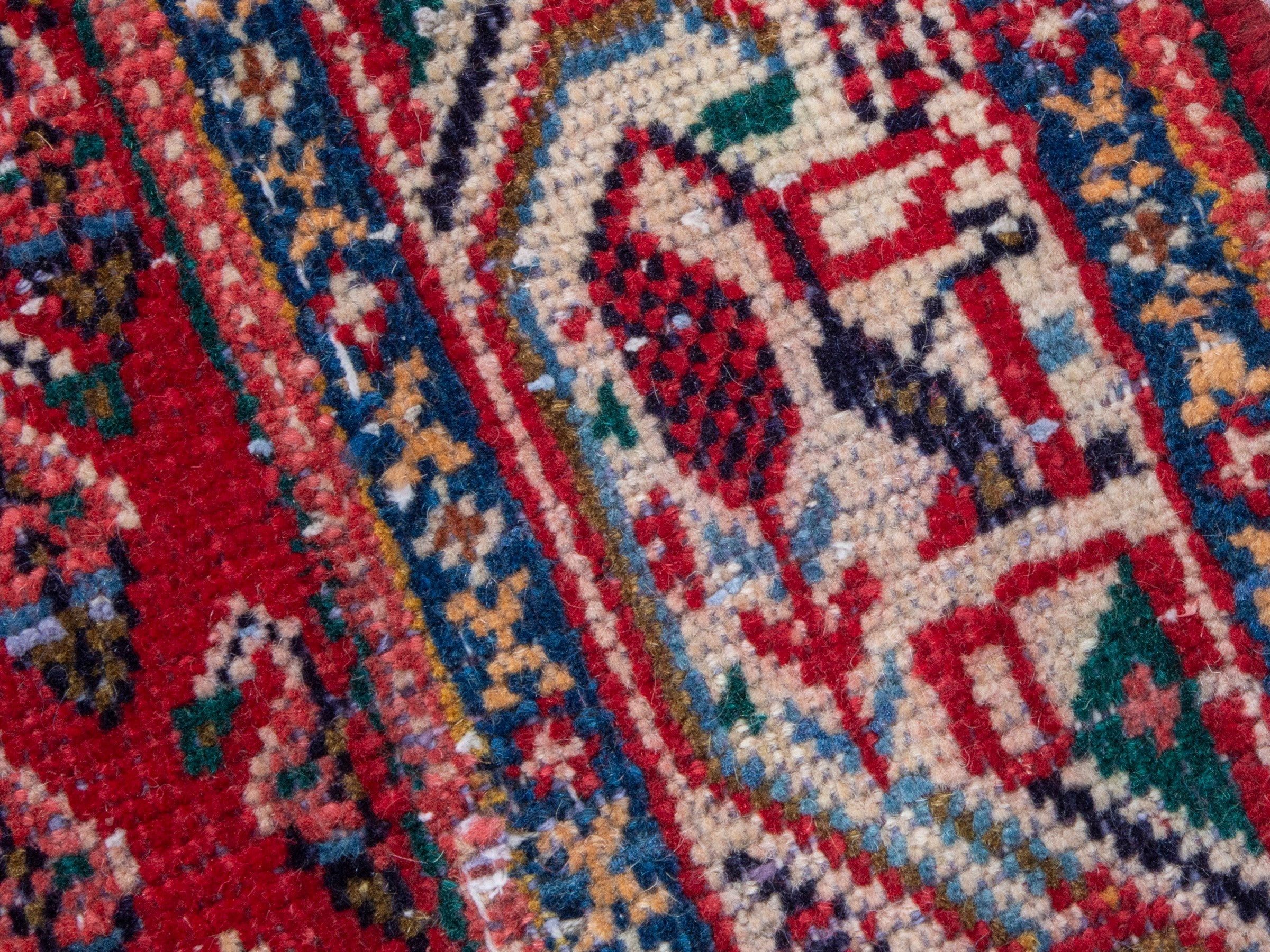 Persian Arak runner rug in deep red and cream, view 9 of 18