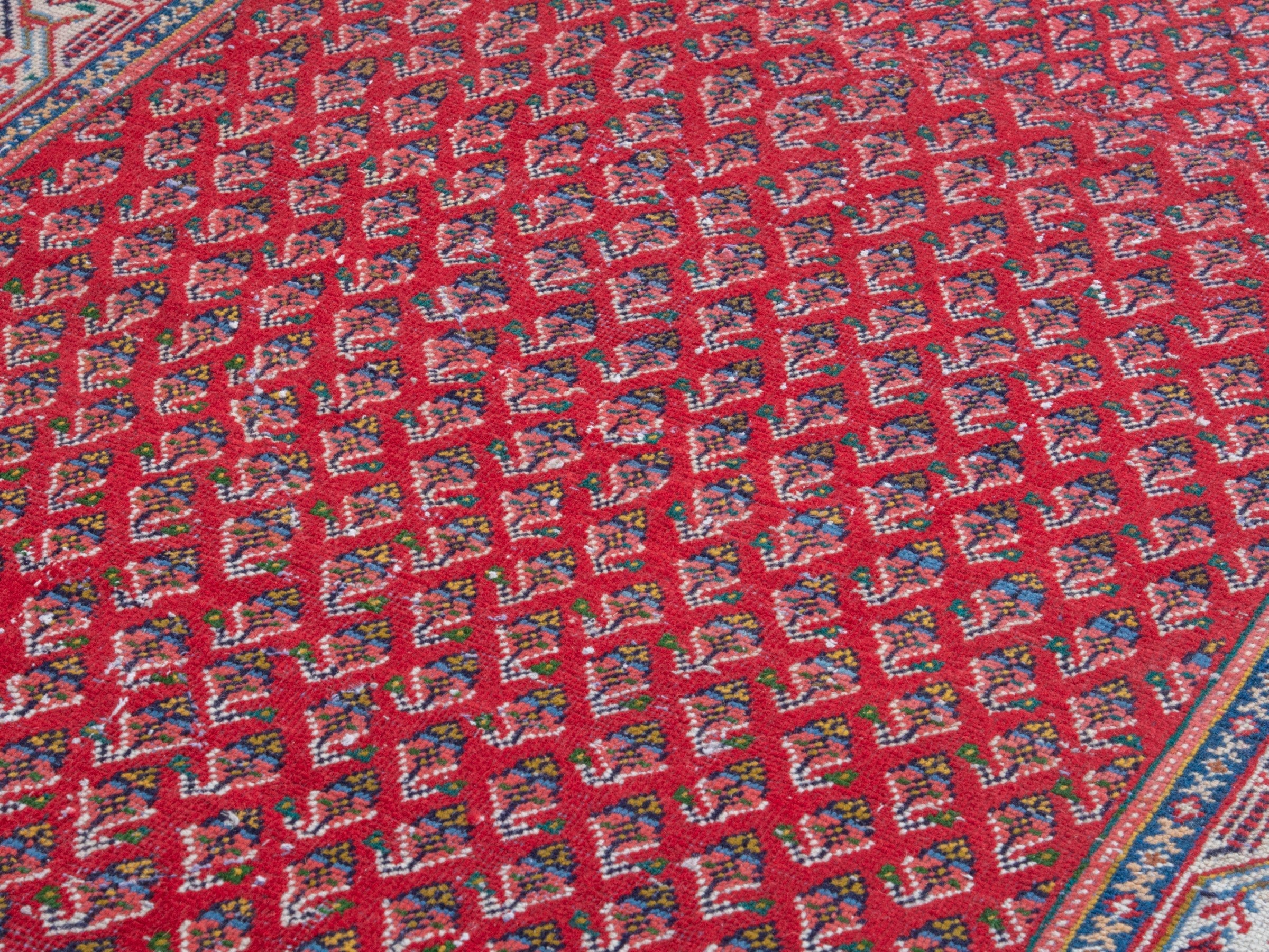 Persian Arak runner rug in deep red and cream, view 7 of 18