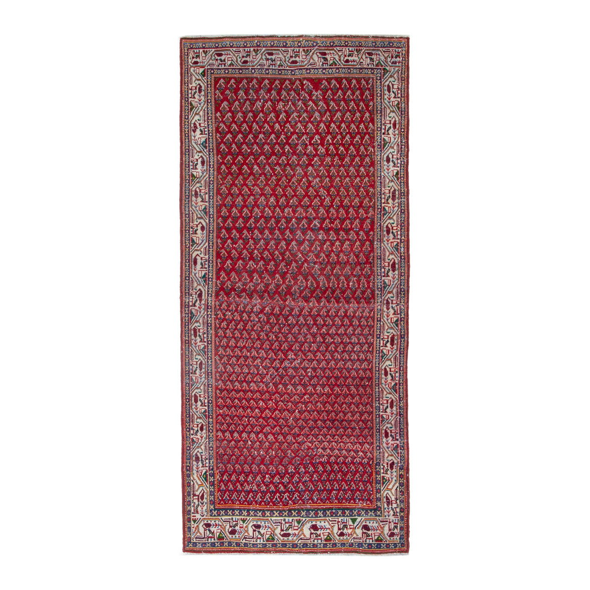 Persian Arak runner rug in deep red and cream, 3'11" x 8'6"