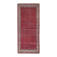 Persian Arak runner rug in deep red and cream, 3'11" x 8'6"