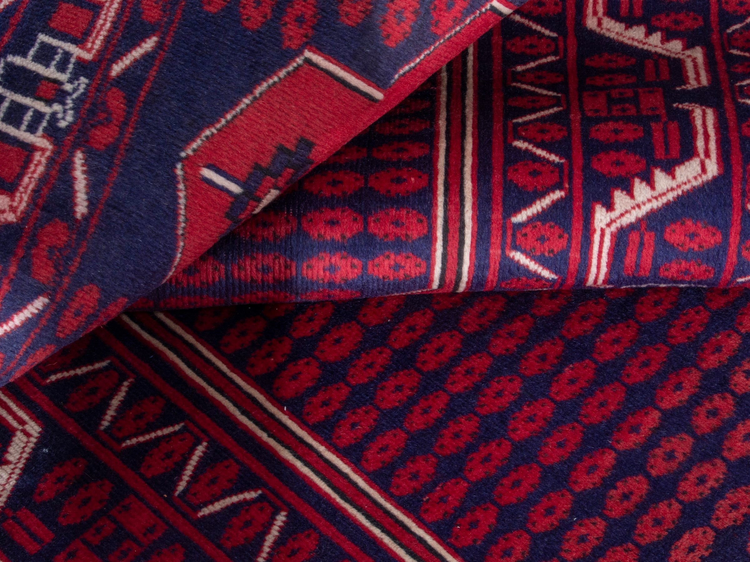 Persian Azerbaijan runner rug in navy and deep red, view 15 of 18