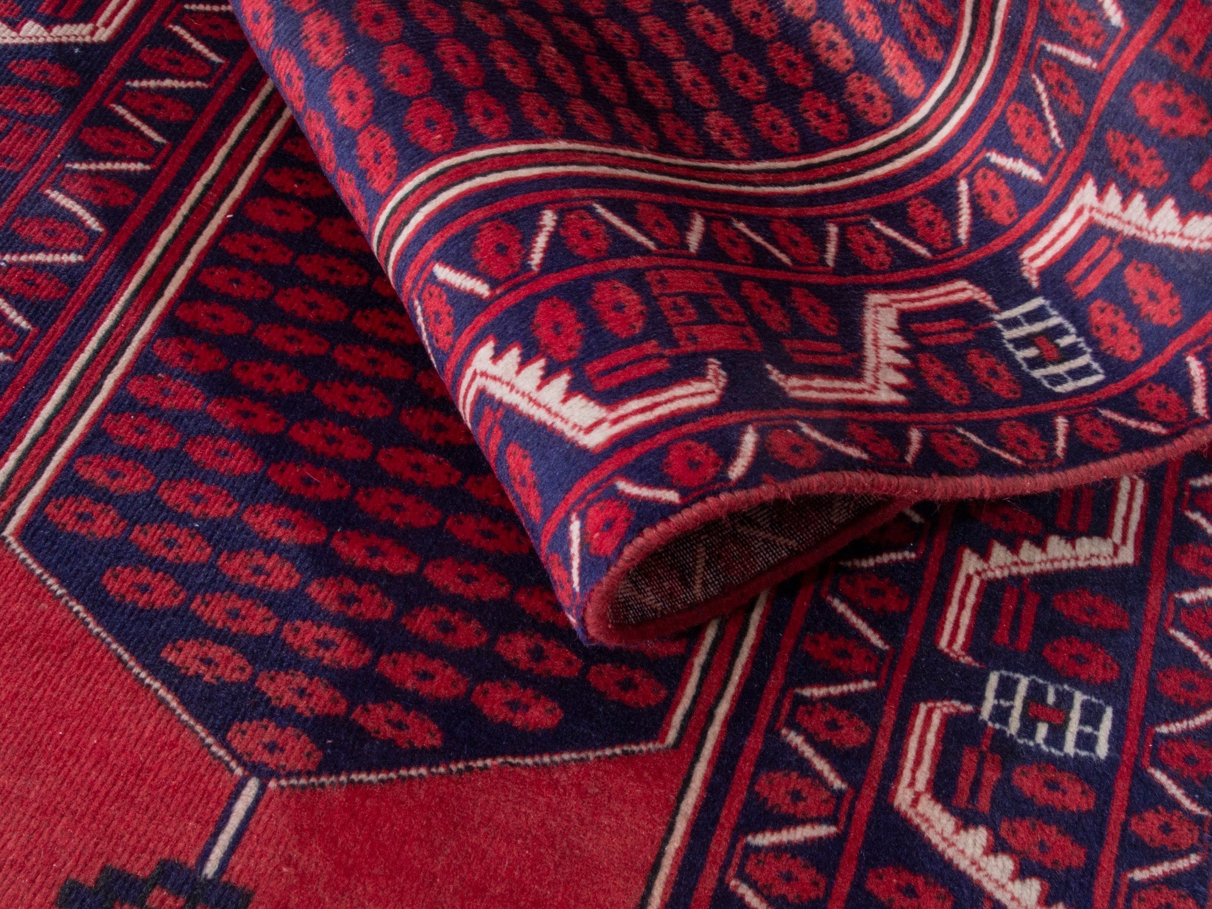 Persian Azerbaijan runner rug in navy and deep red, view 17 of 18