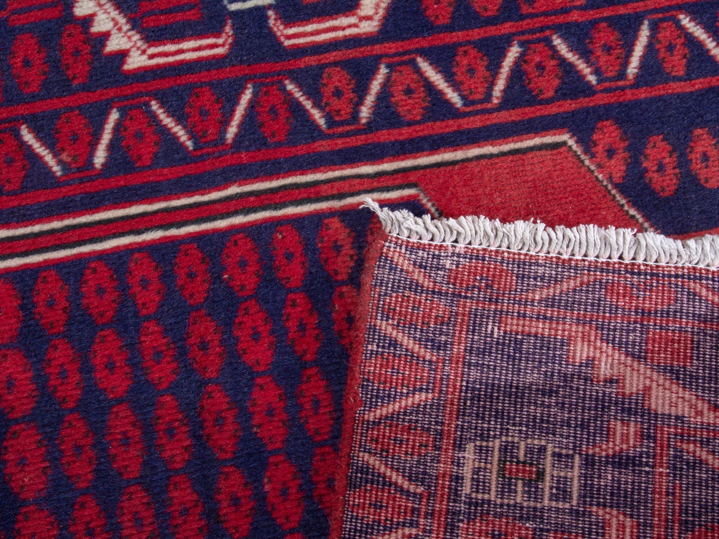 Persian Azerbaijan runner rug in navy and deep red, view 18 of 18