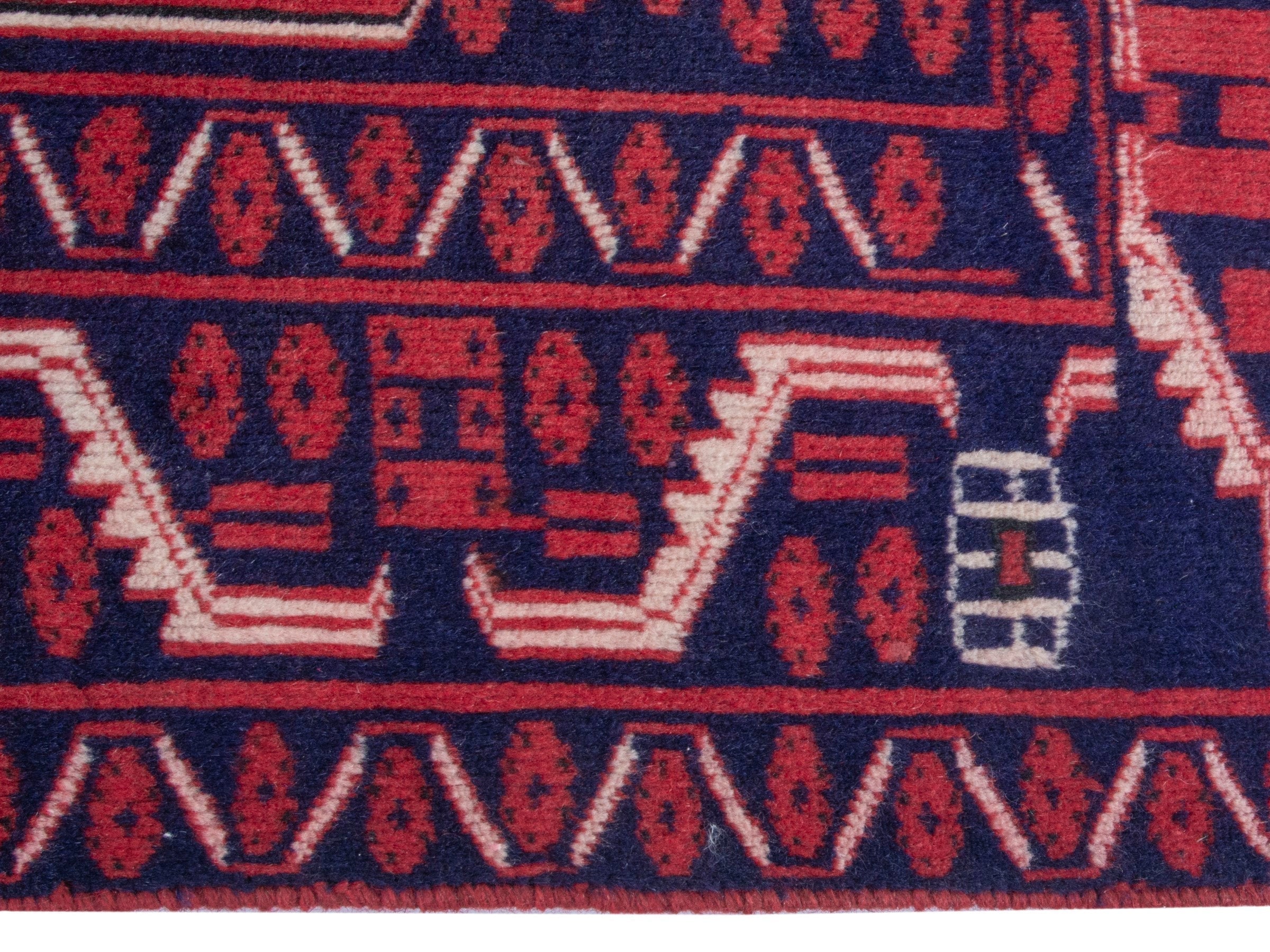 Persian Azerbaijan runner rug in navy and deep red, view 10 of 18
