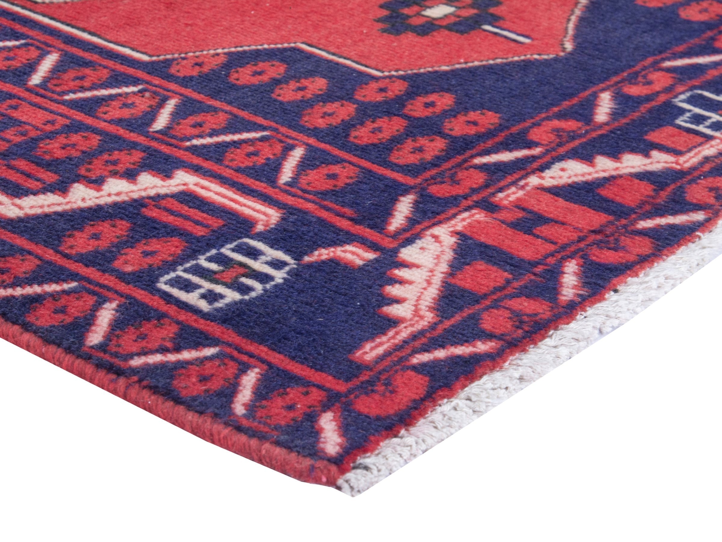 Persian Azerbaijan runner rug in navy and deep red, view 5 of 18