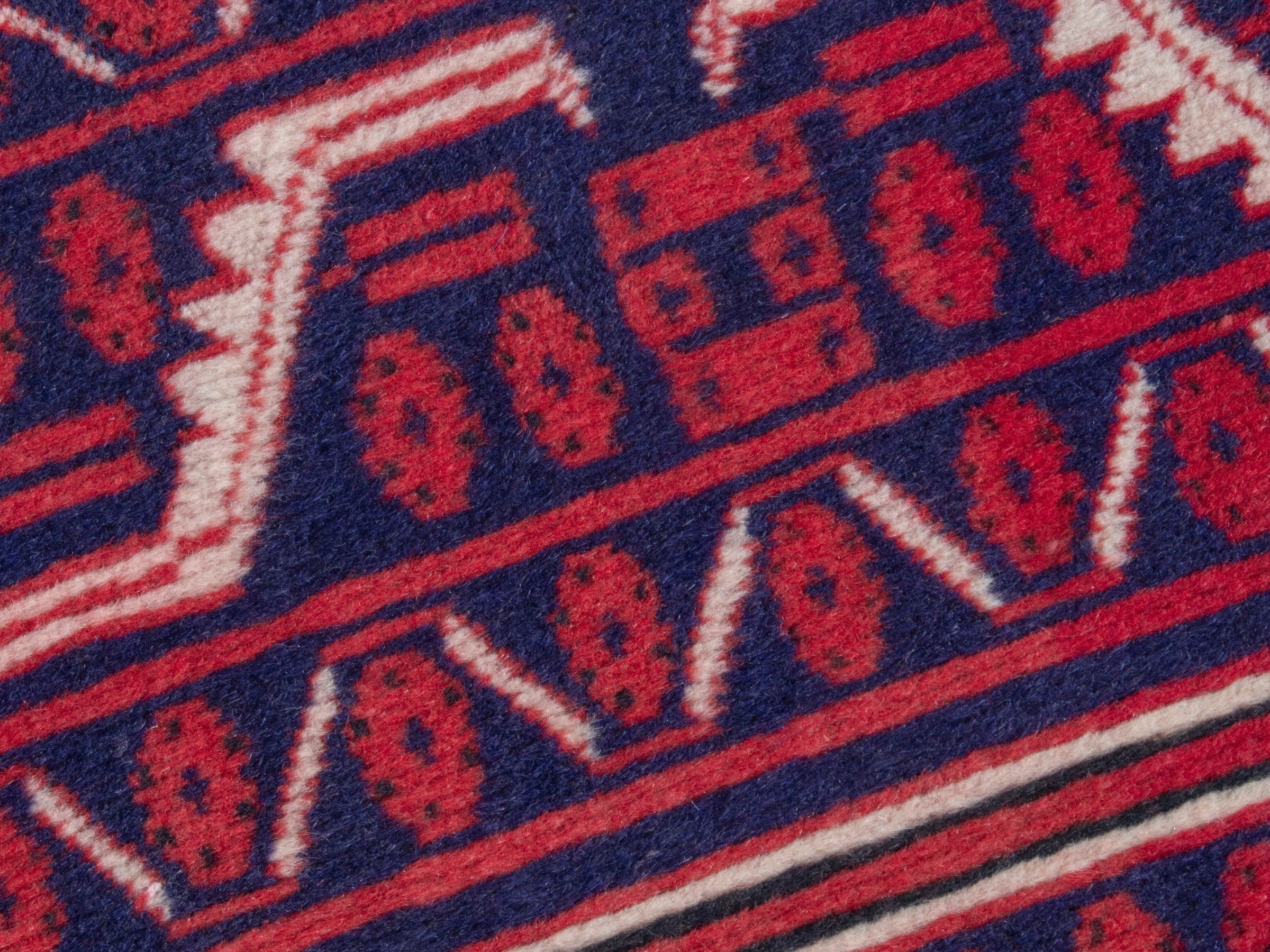 Persian Azerbaijan runner rug in navy and deep red, view 9 of 18
