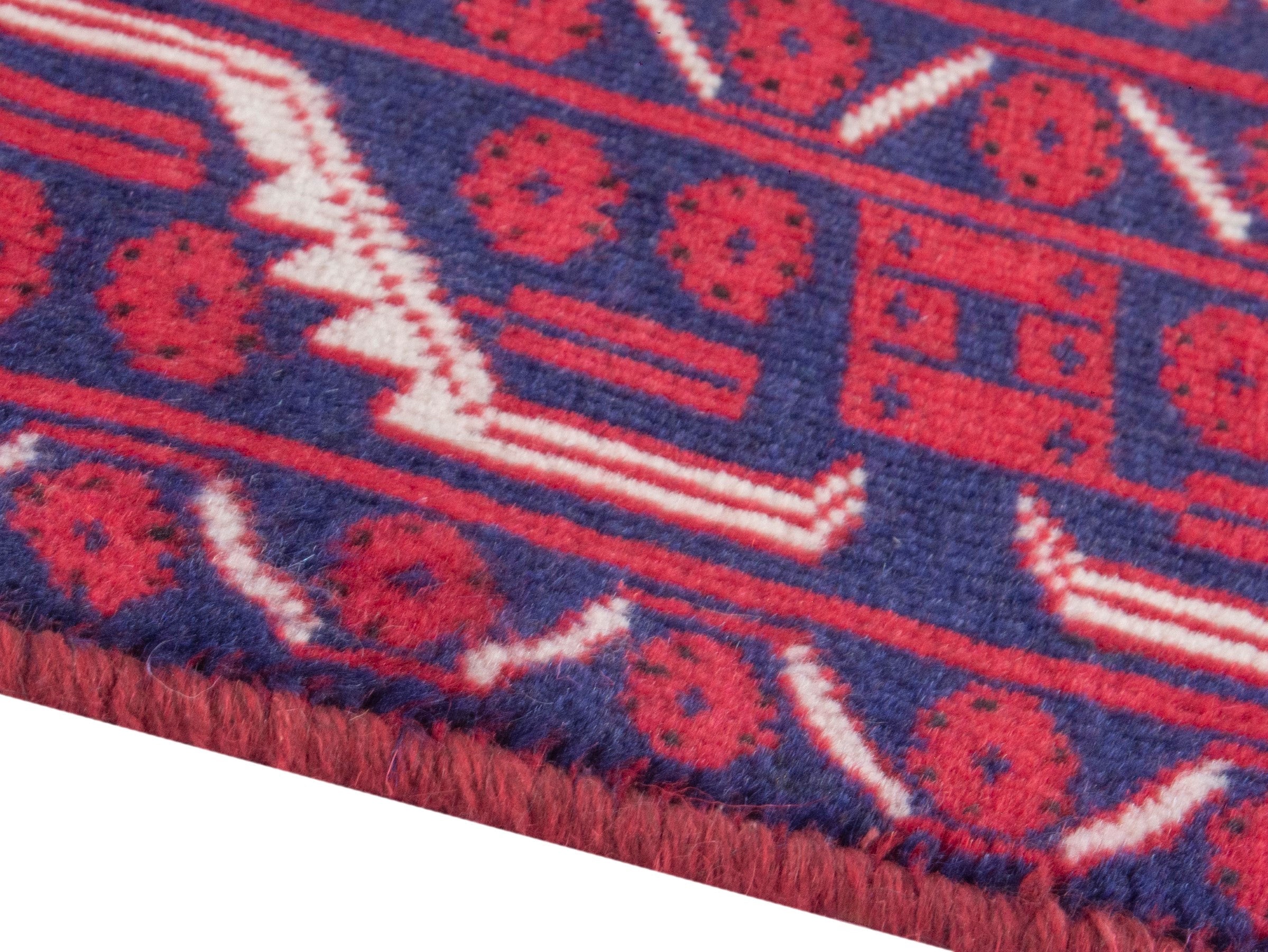 Persian Azerbaijan runner rug in navy and deep red, view 6 of 18