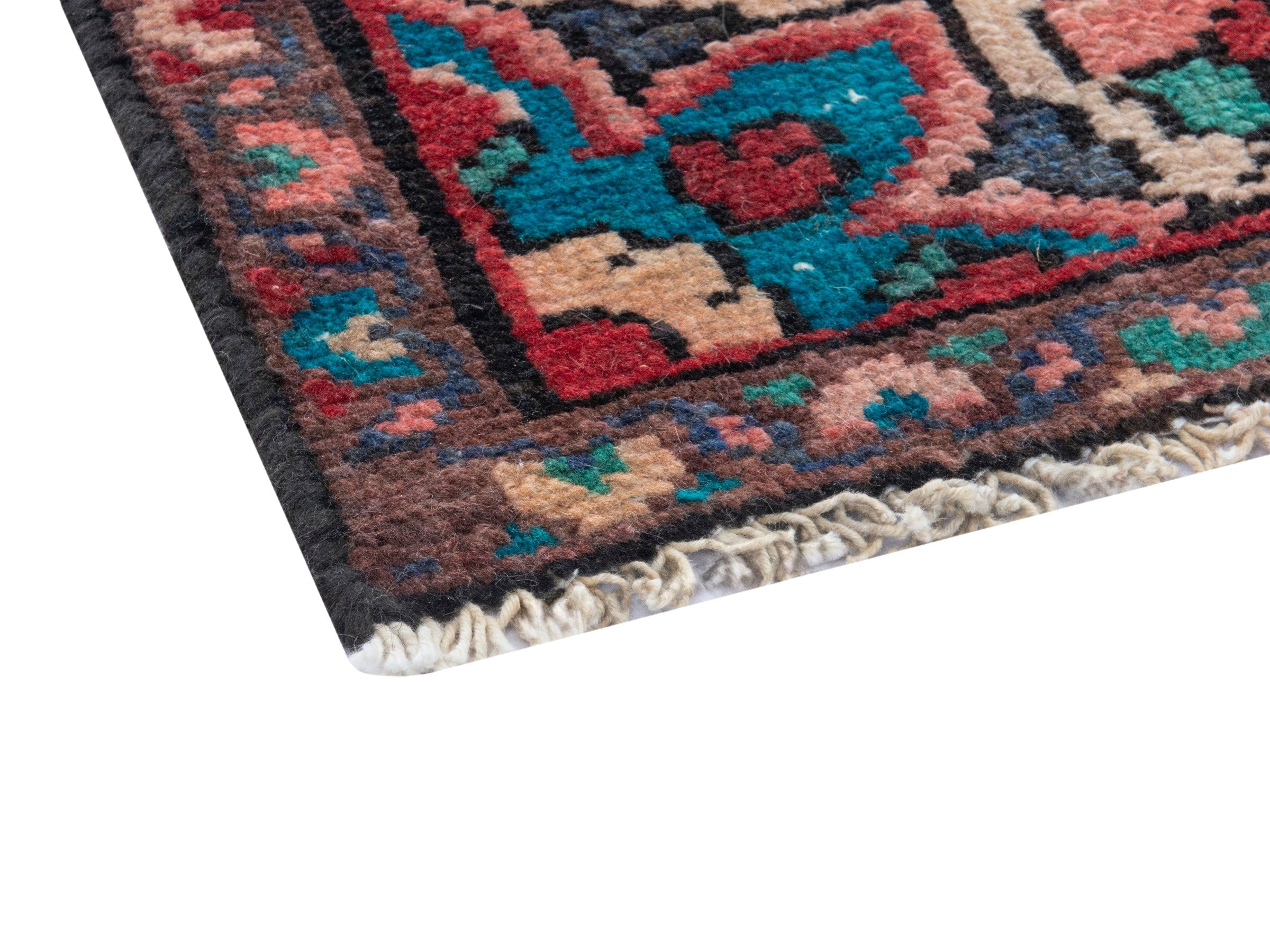 Persian Hamedan runner rug in deep red and off-white, view 5 of 18