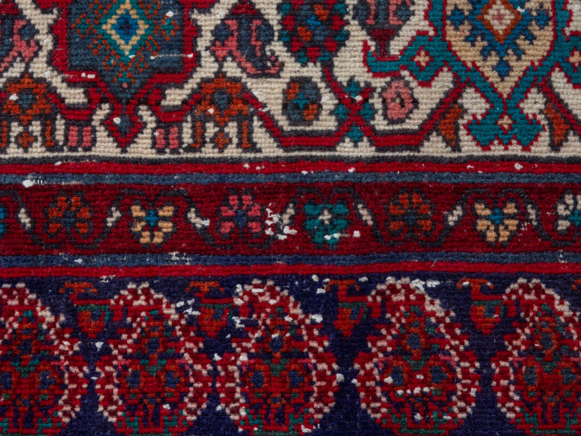 Persian Hamedan runner rug in burgundy and off-white, view 14 of 18