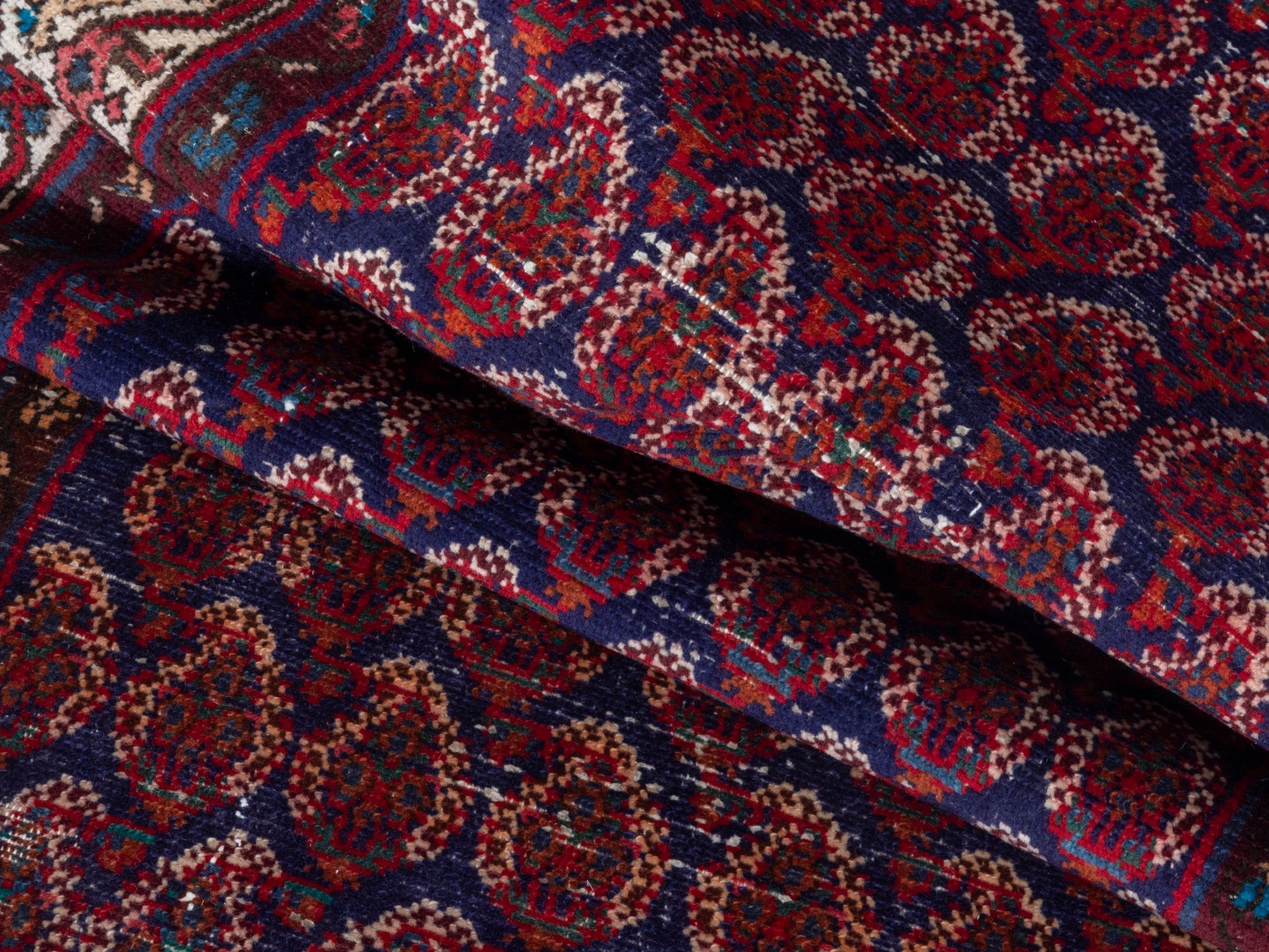 Persian Hamedan runner rug in burgundy and off-white, view 15 of 18