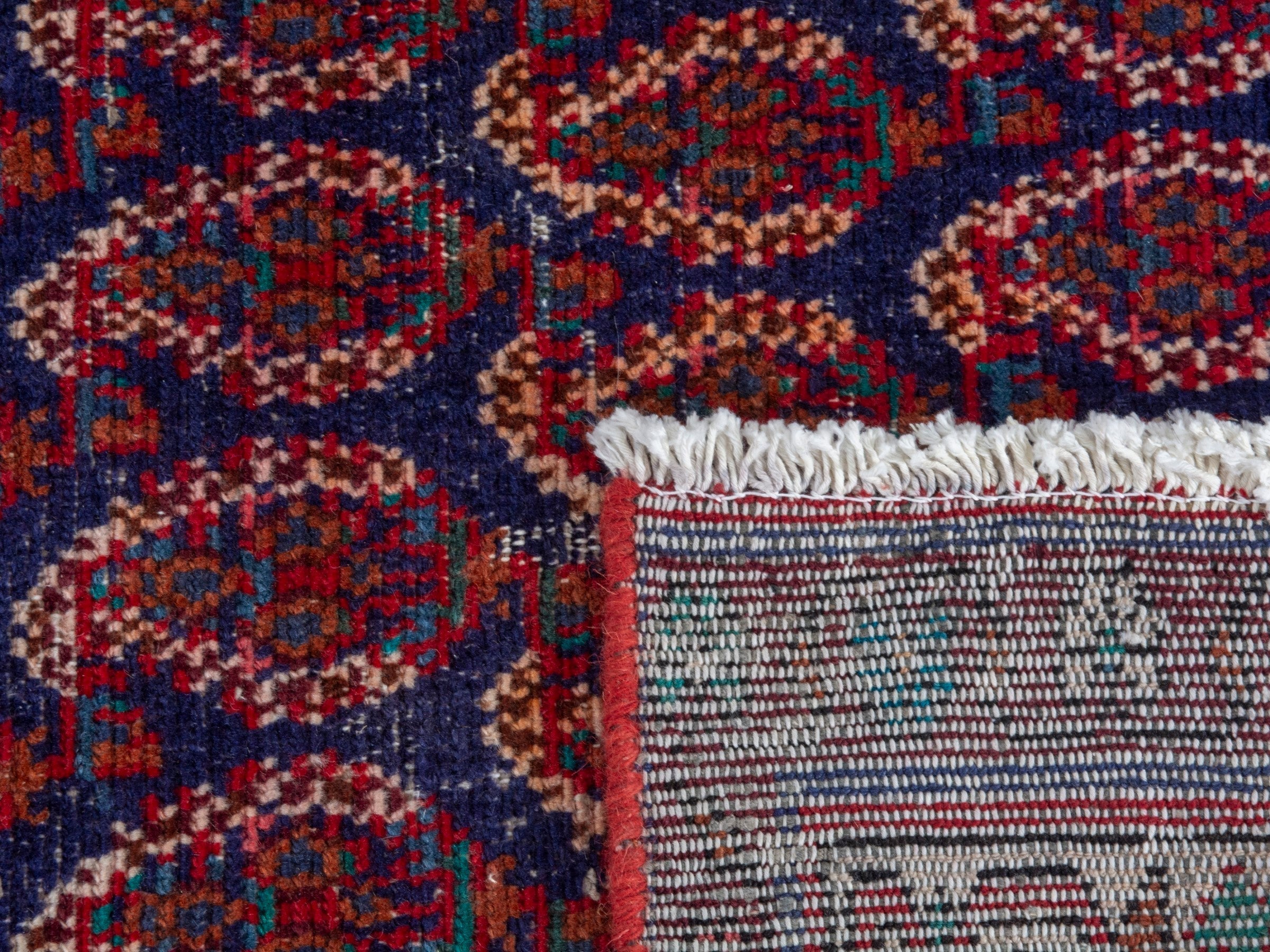 Persian Hamedan runner rug in burgundy and off-white, view 18 of 18