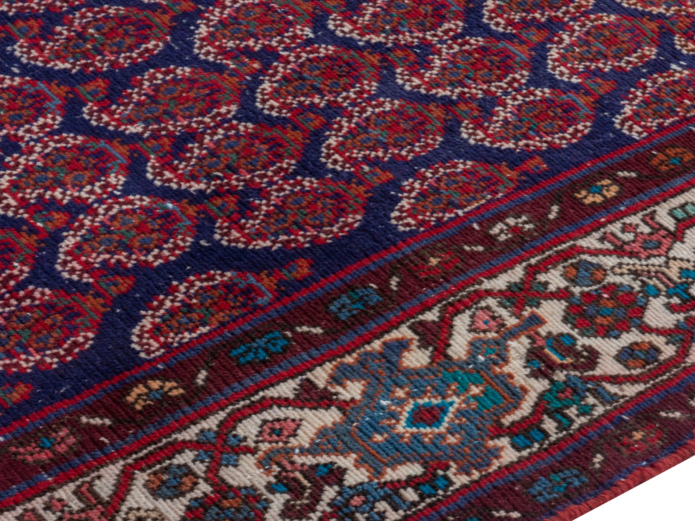 Persian Hamedan runner rug in burgundy and off-white, view 6 of 18