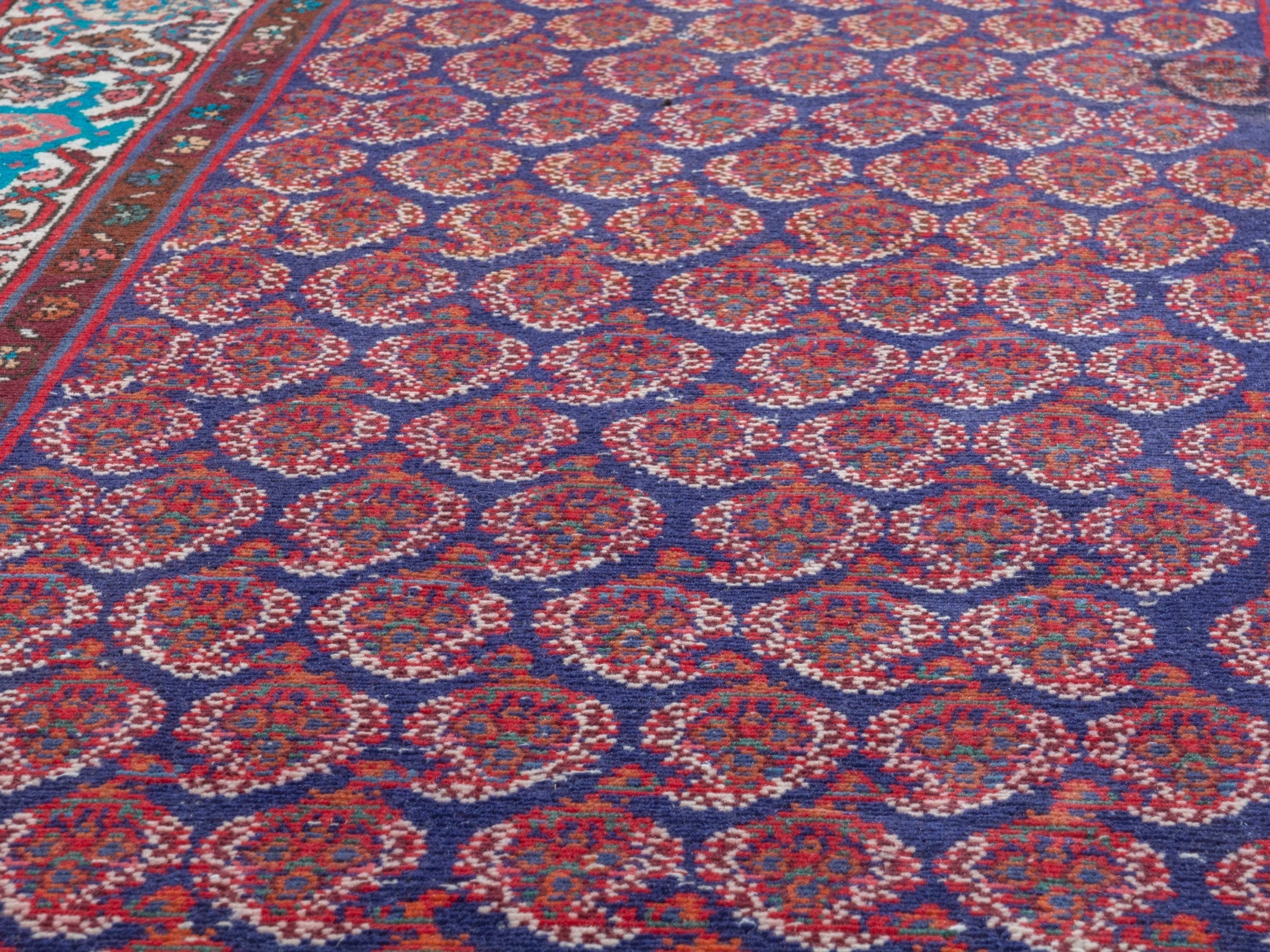 Persian Hamedan runner rug in burgundy and off-white, view 7 of 18