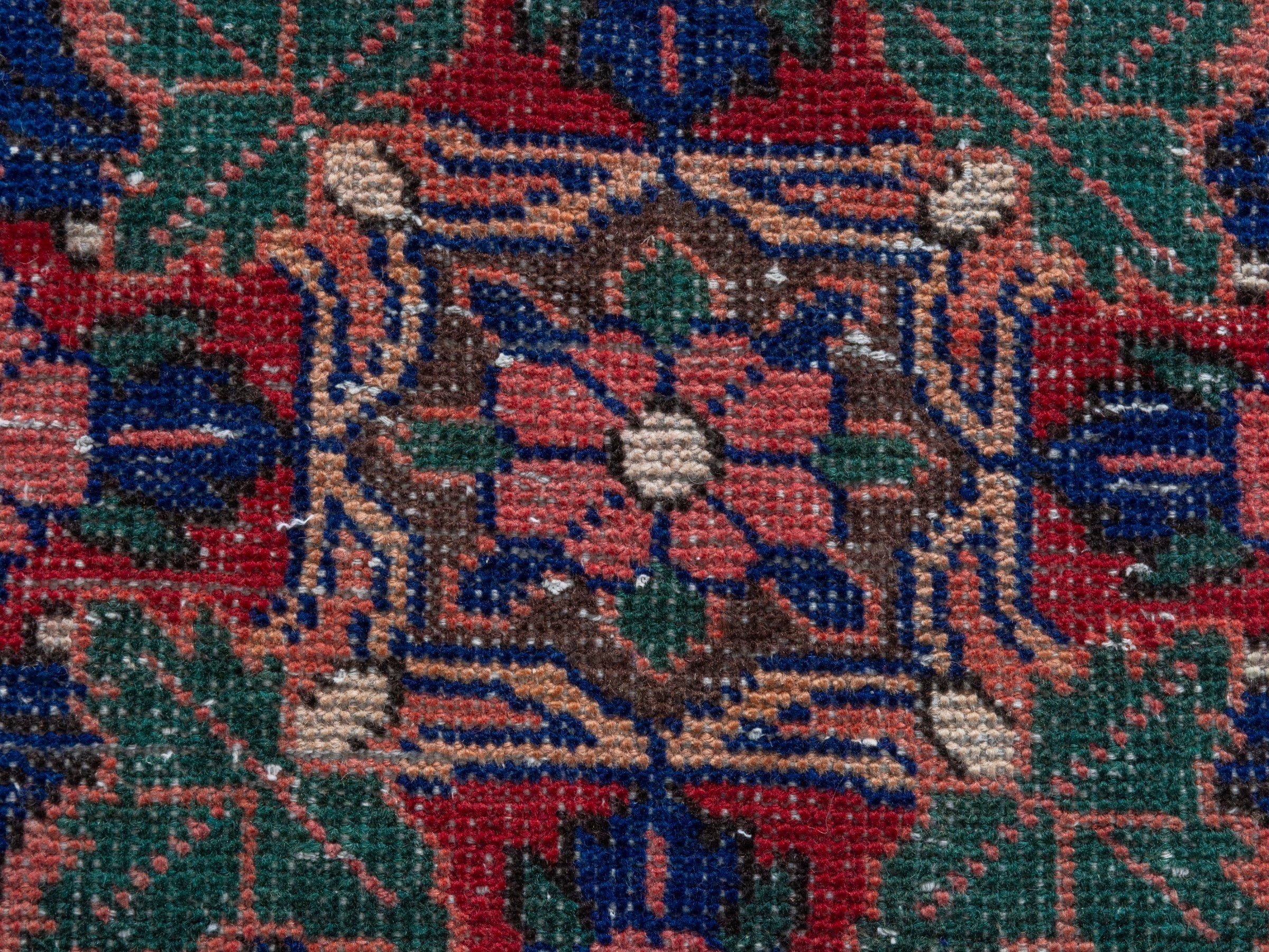 Persian Ferdos runner rug in deep red and navy, view 12 of 19