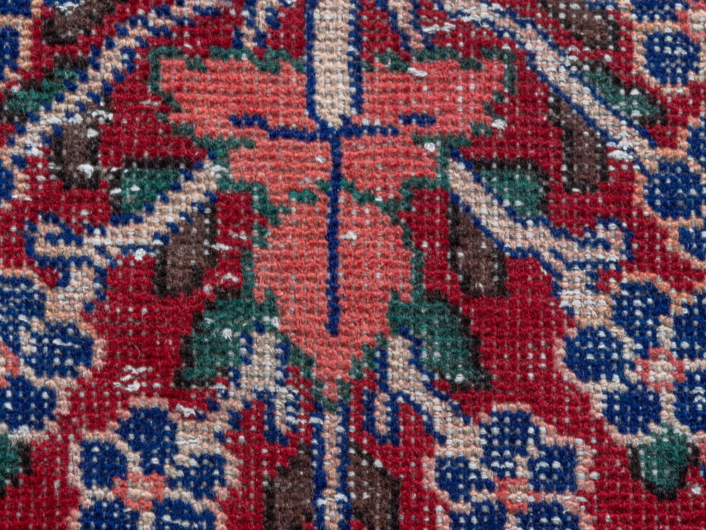 Persian Ferdos runner rug in deep red and navy, view 13 of 19