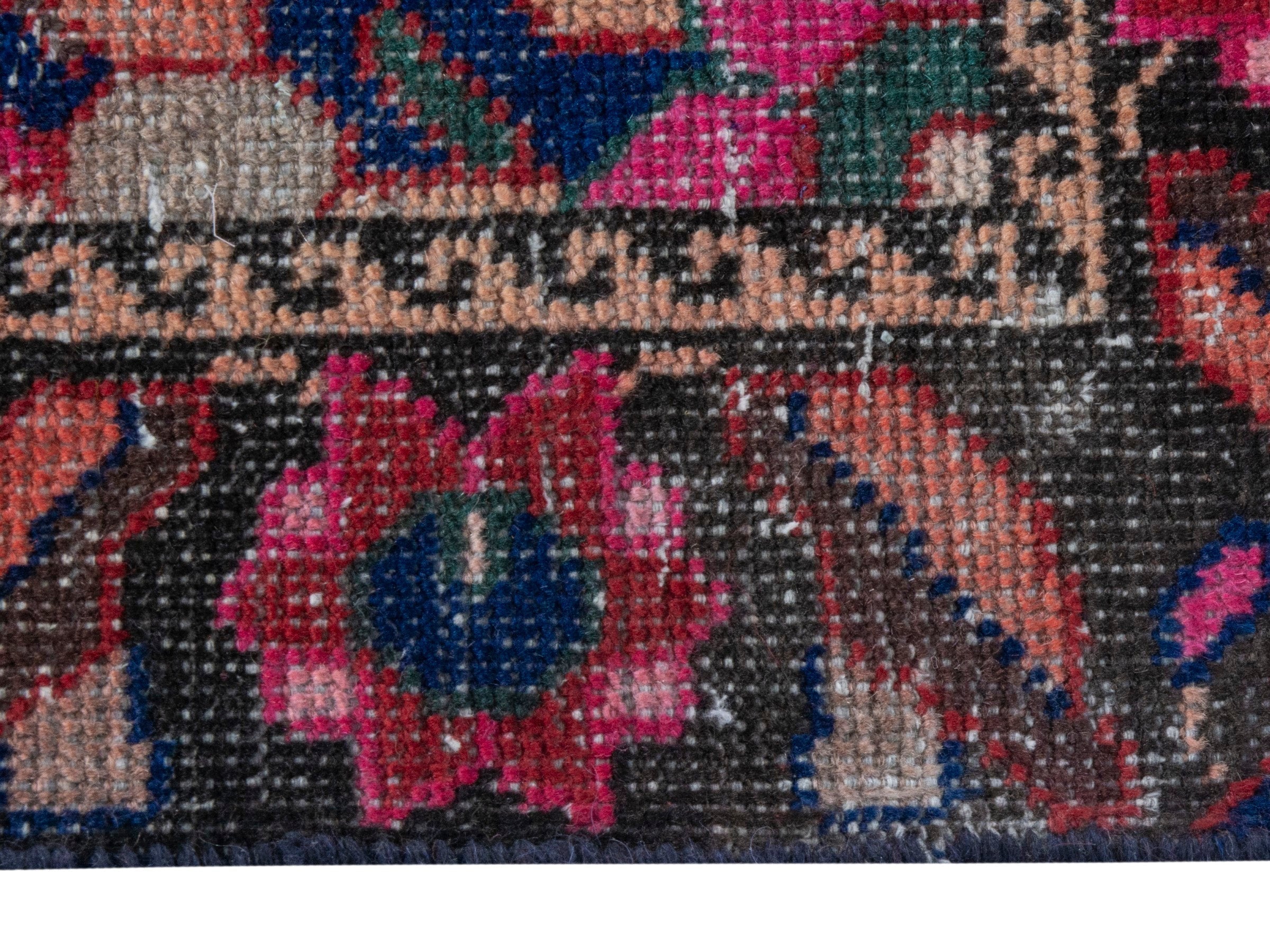 Persian Ferdos runner rug in deep red and navy, view 10 of 19