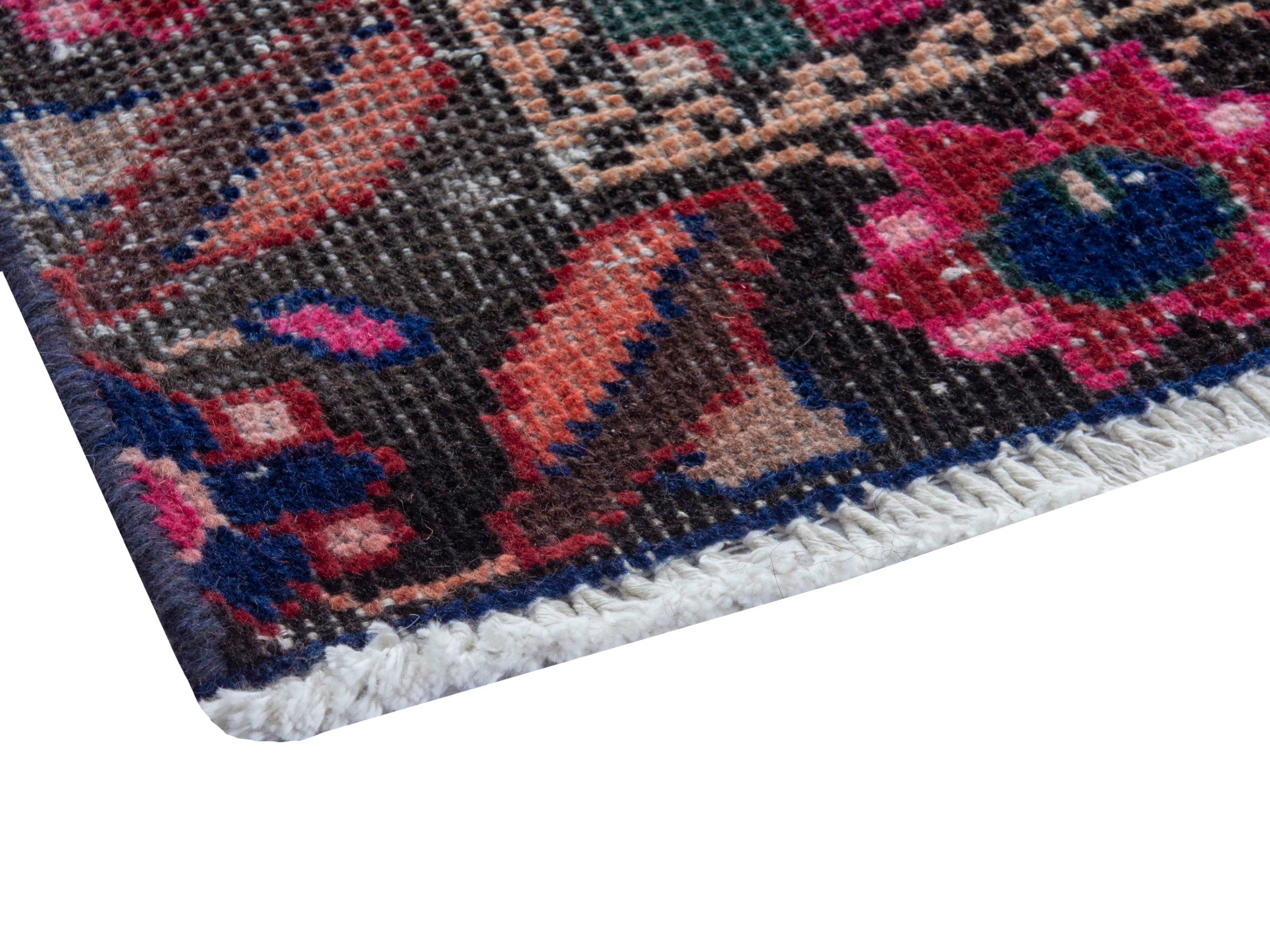 Persian Ferdos runner rug in deep red and navy, view 5 of 19