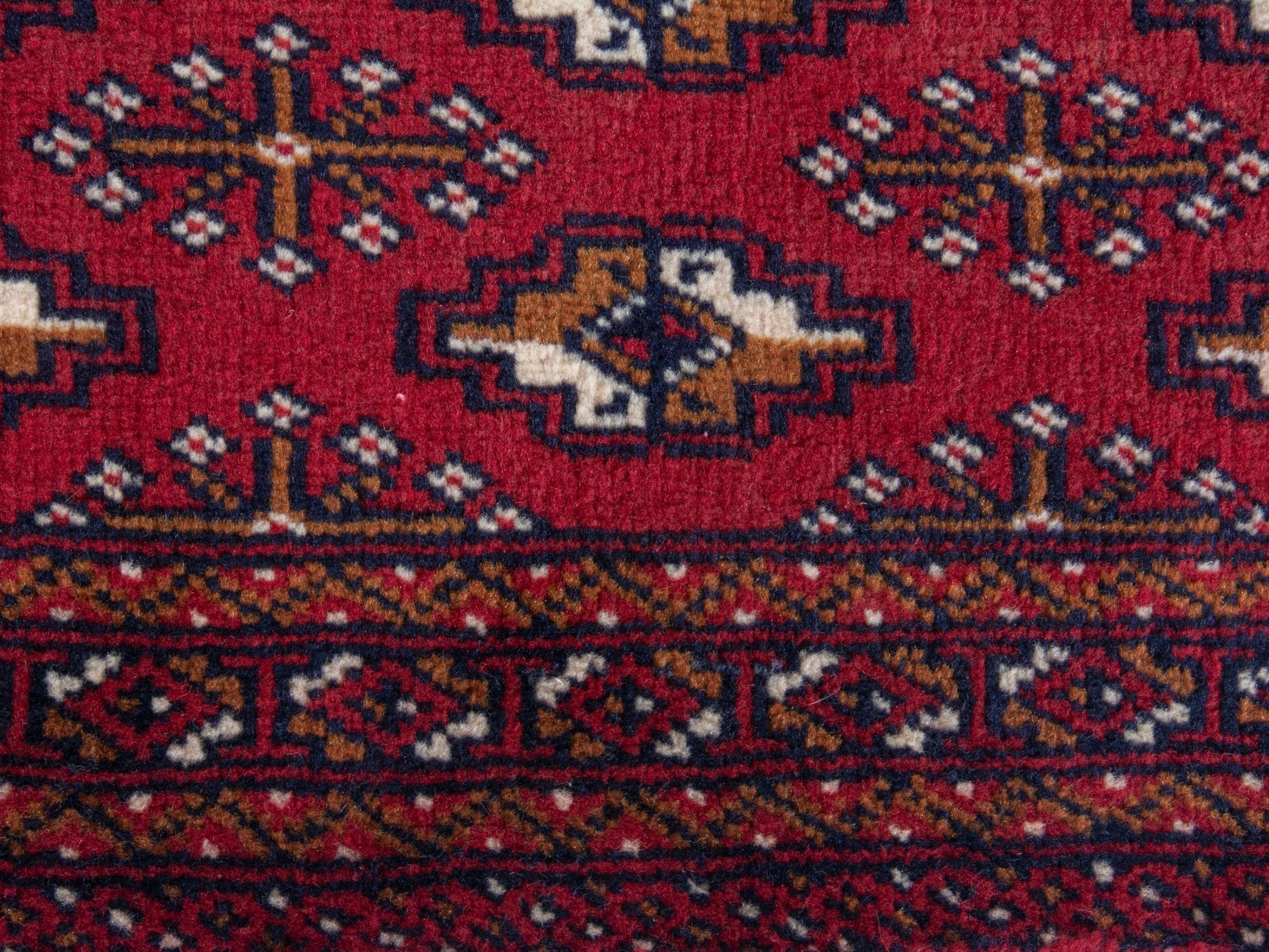 Persian Torkaman runner rug in burgundy and cream, view 11 of 18