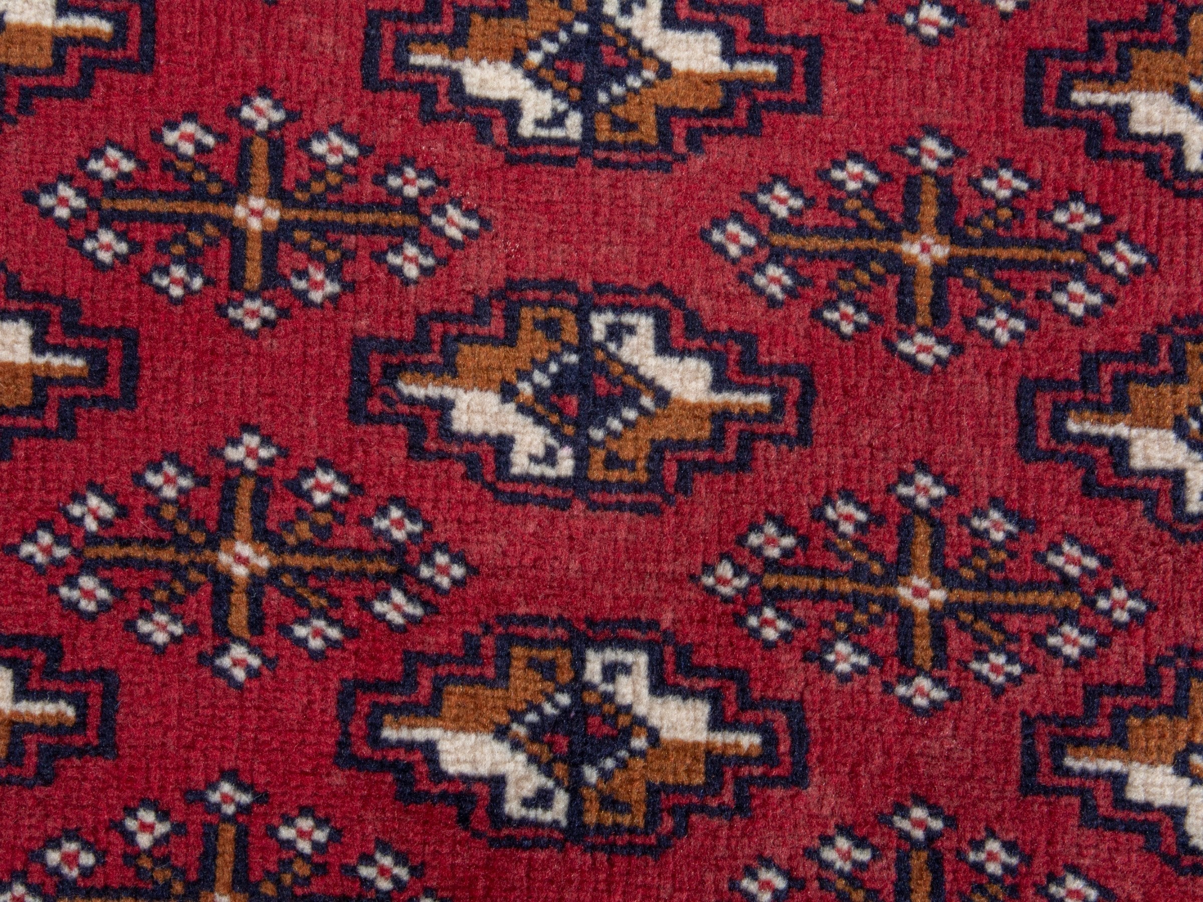 Persian Torkaman runner rug in burgundy and cream, view 12 of 18