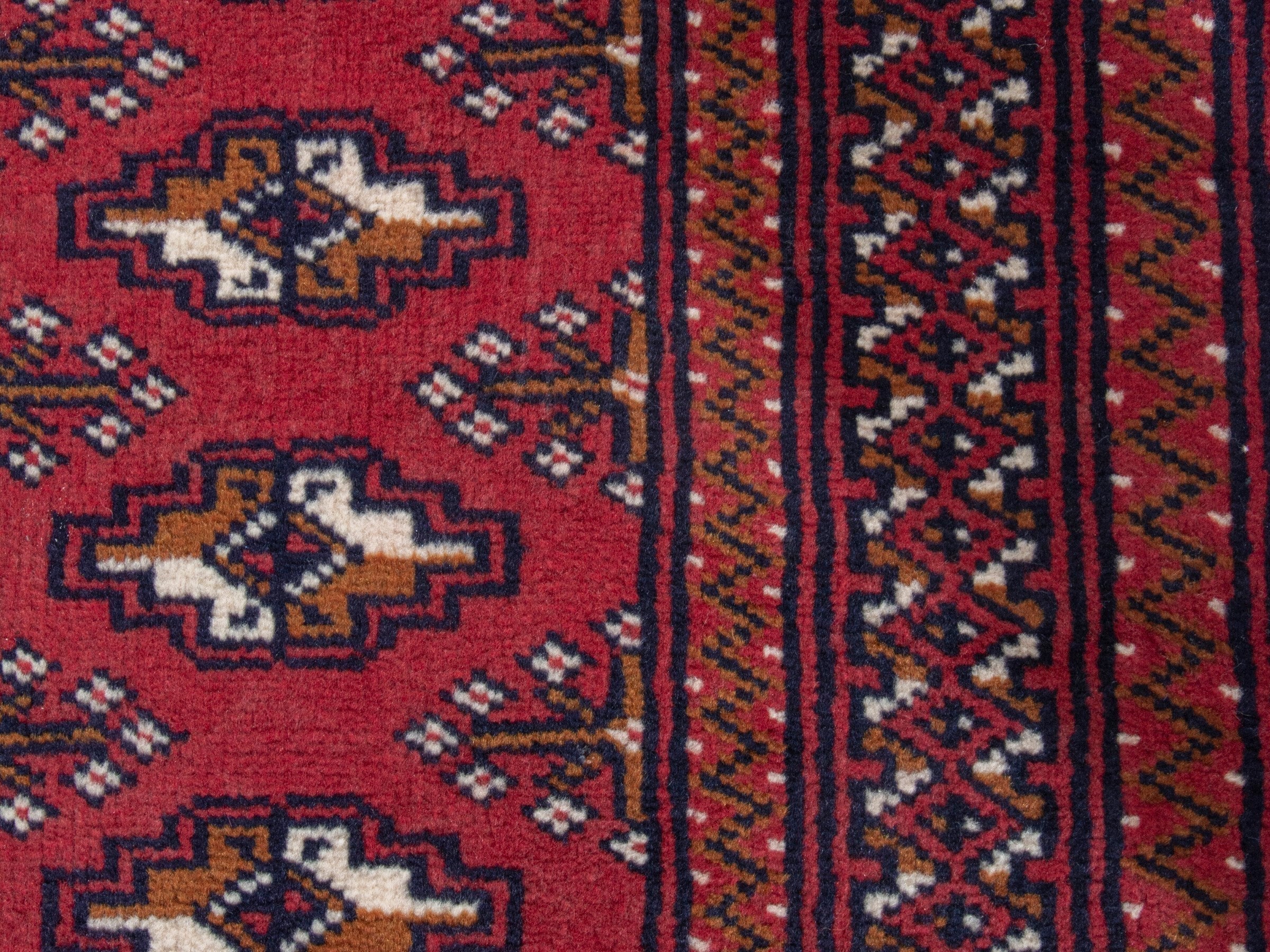 Persian Torkaman runner rug in burgundy and cream, view 13 of 18