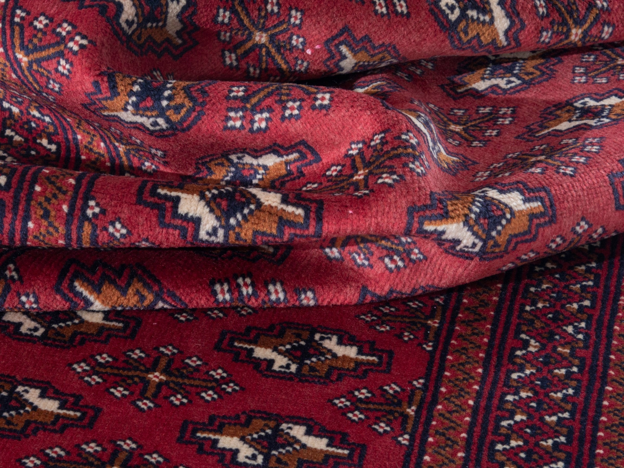 Persian Torkaman runner rug in burgundy and cream, view 15 of 18