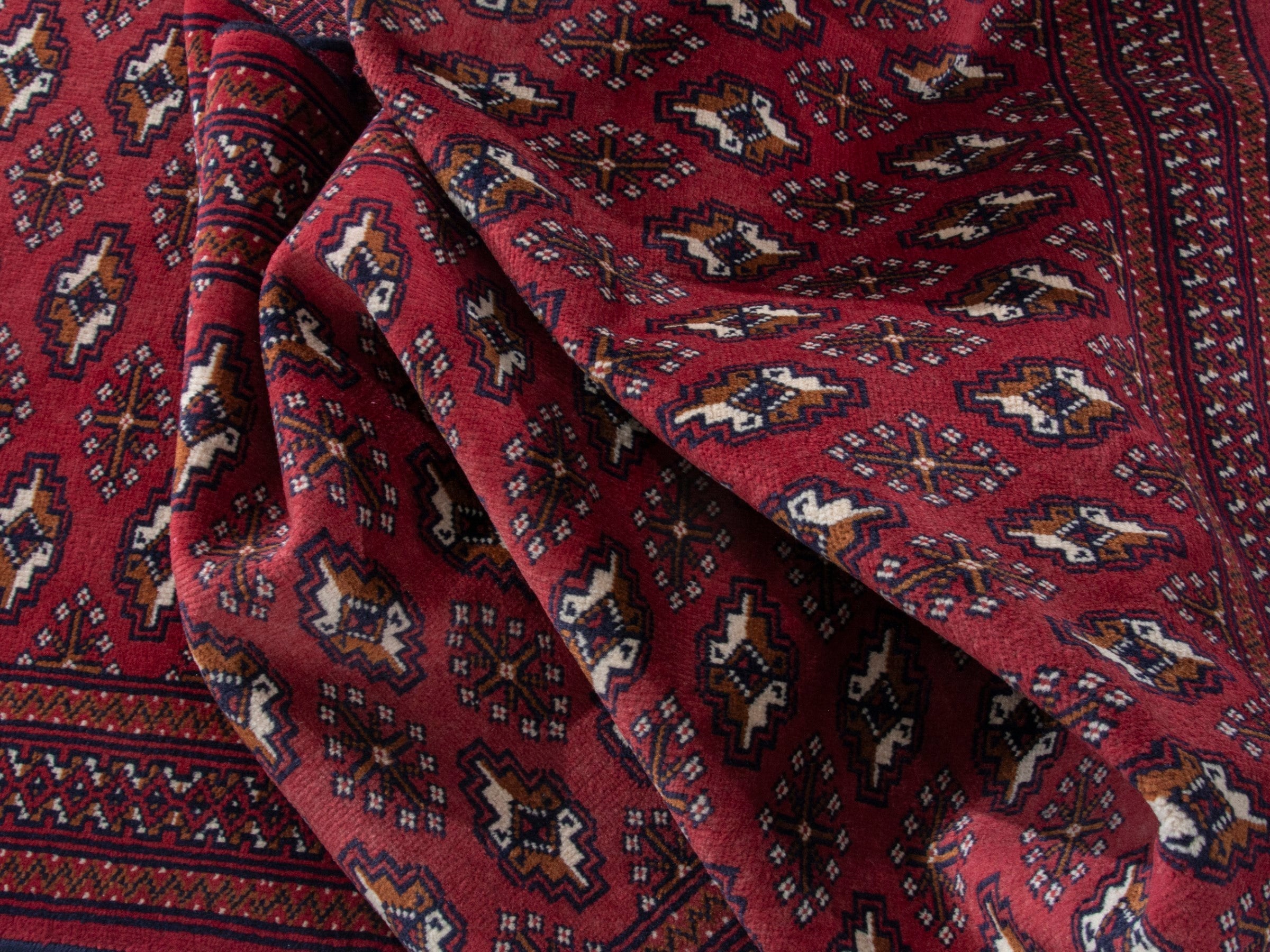 Persian Torkaman runner rug in burgundy and cream, view 16 of 18