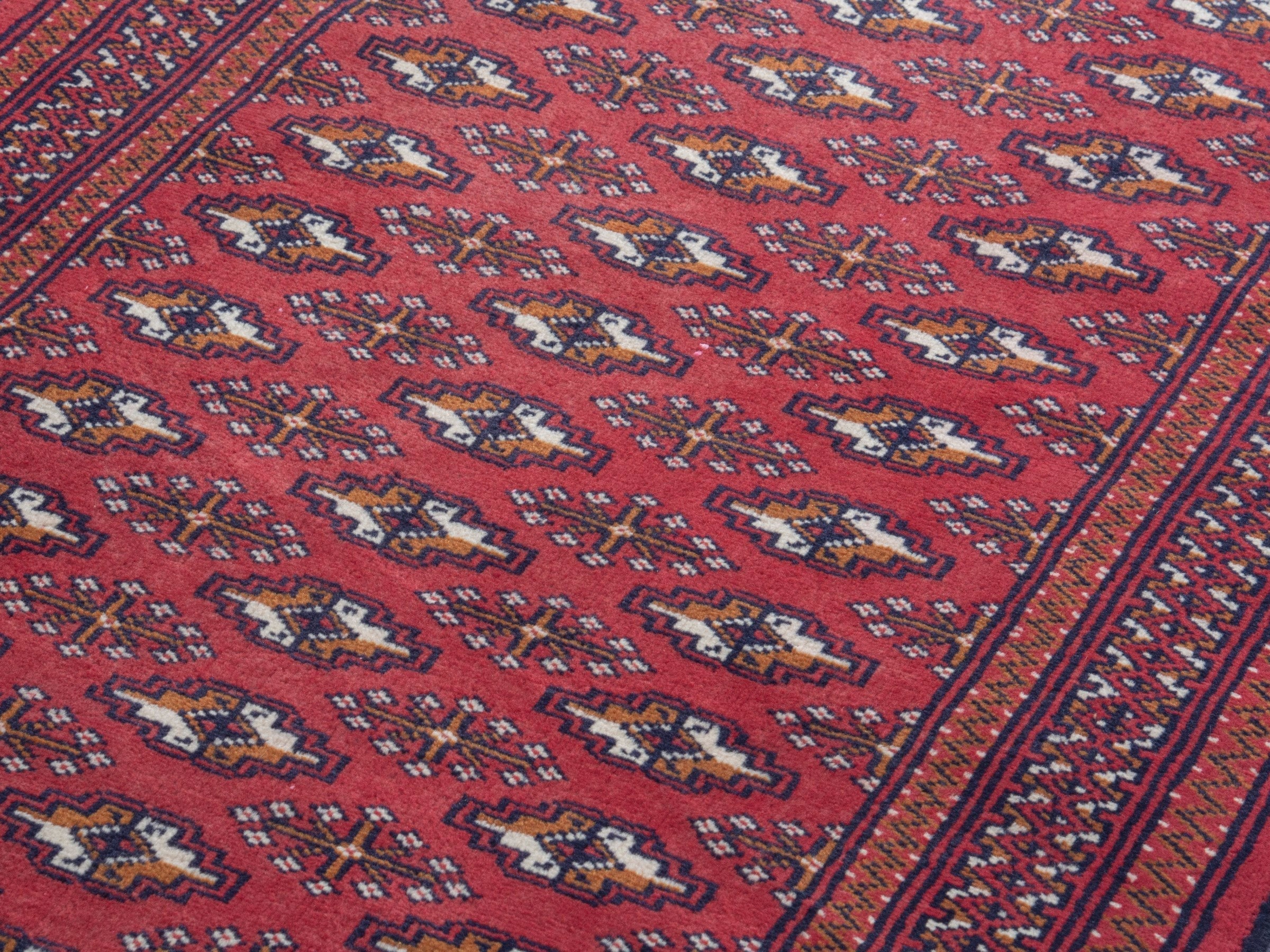 Persian Torkaman runner rug in burgundy and cream, view 7 of 18